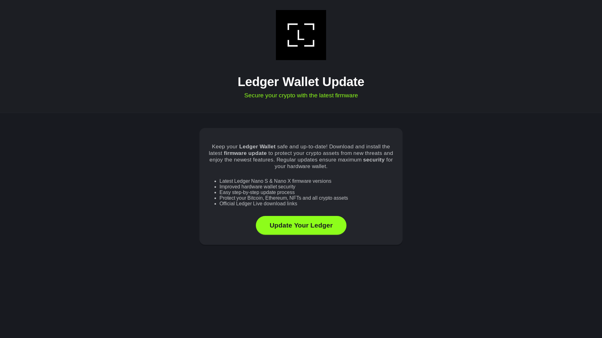 website screenshot of https://ledger-wallet-update.app/