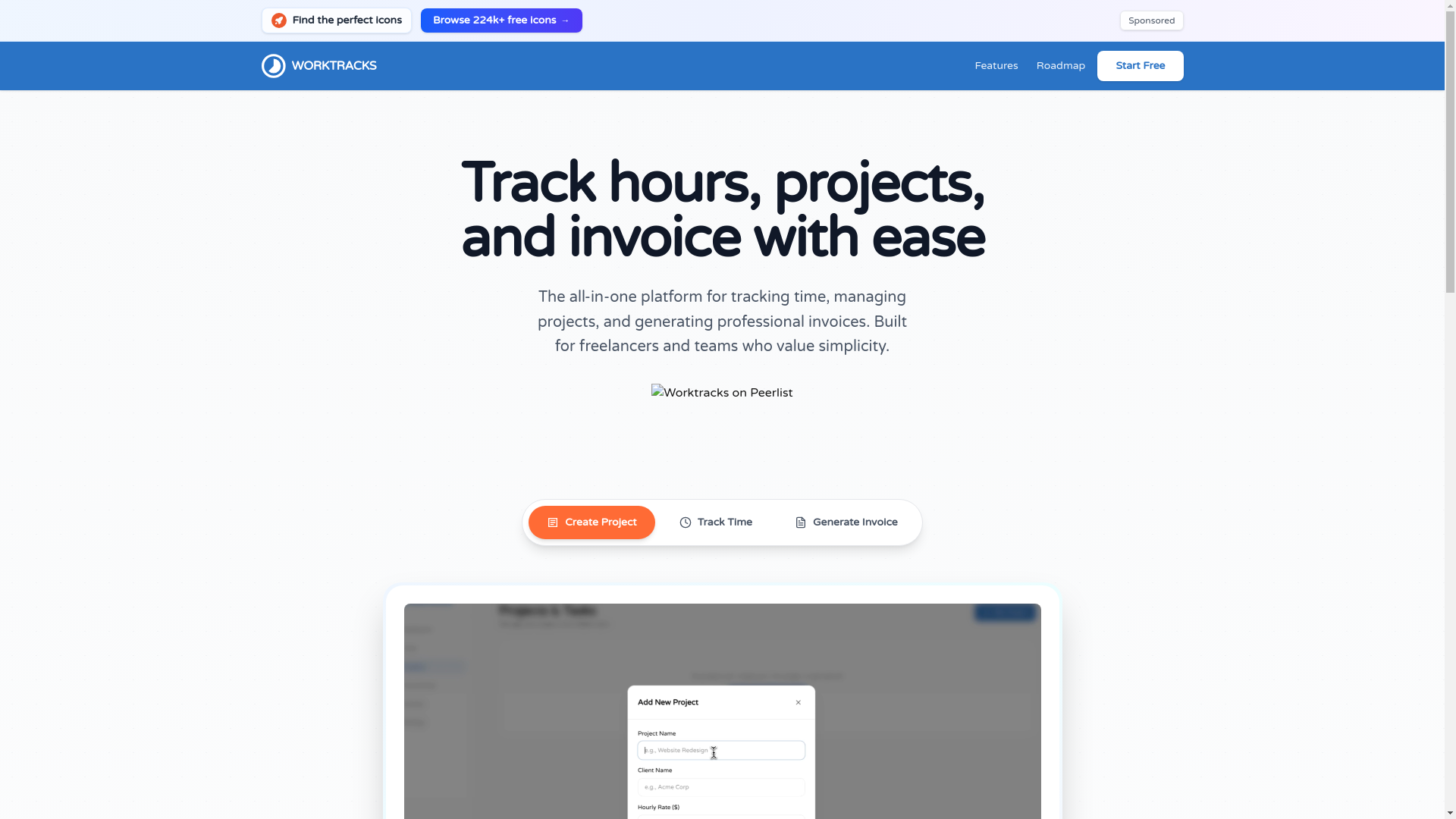 website screenshot of https://worktracks.xyz/