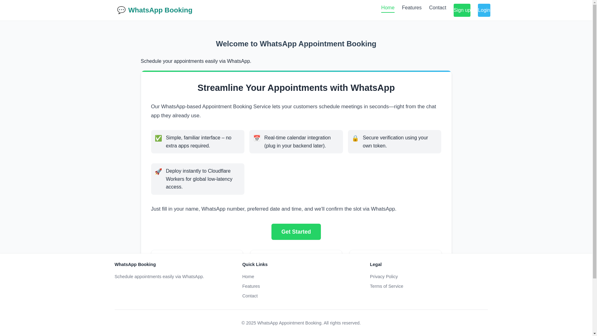 website screenshot of https://whatsapp-appointment-booking-website.pages.dev/