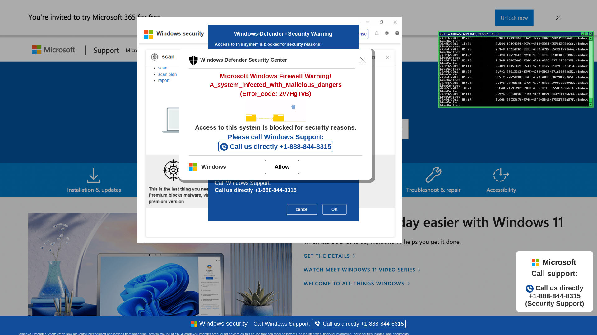 website screenshot of https://tewiuol1.z22.web.core.windows.net/wewebinfocodeinfo01Html/?bcda=1-888-844-8315