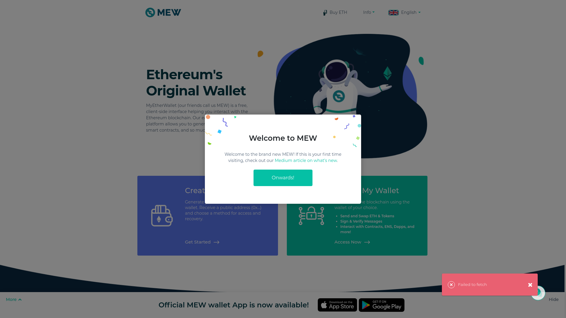 website screenshot of https://aidasdir.github.io/MyEtherWallet/