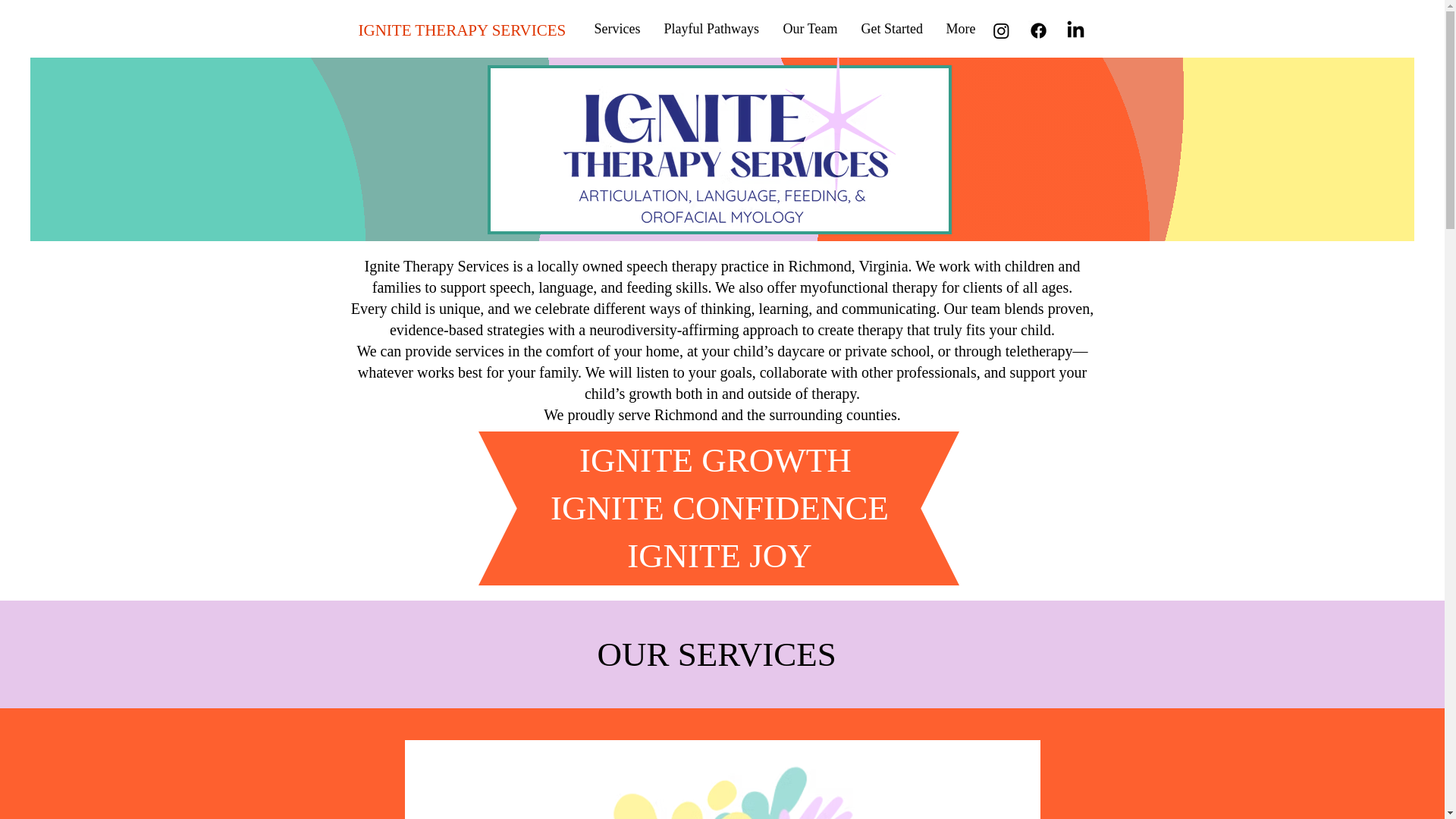 website screenshot of https://ignitetherapyrva.com/