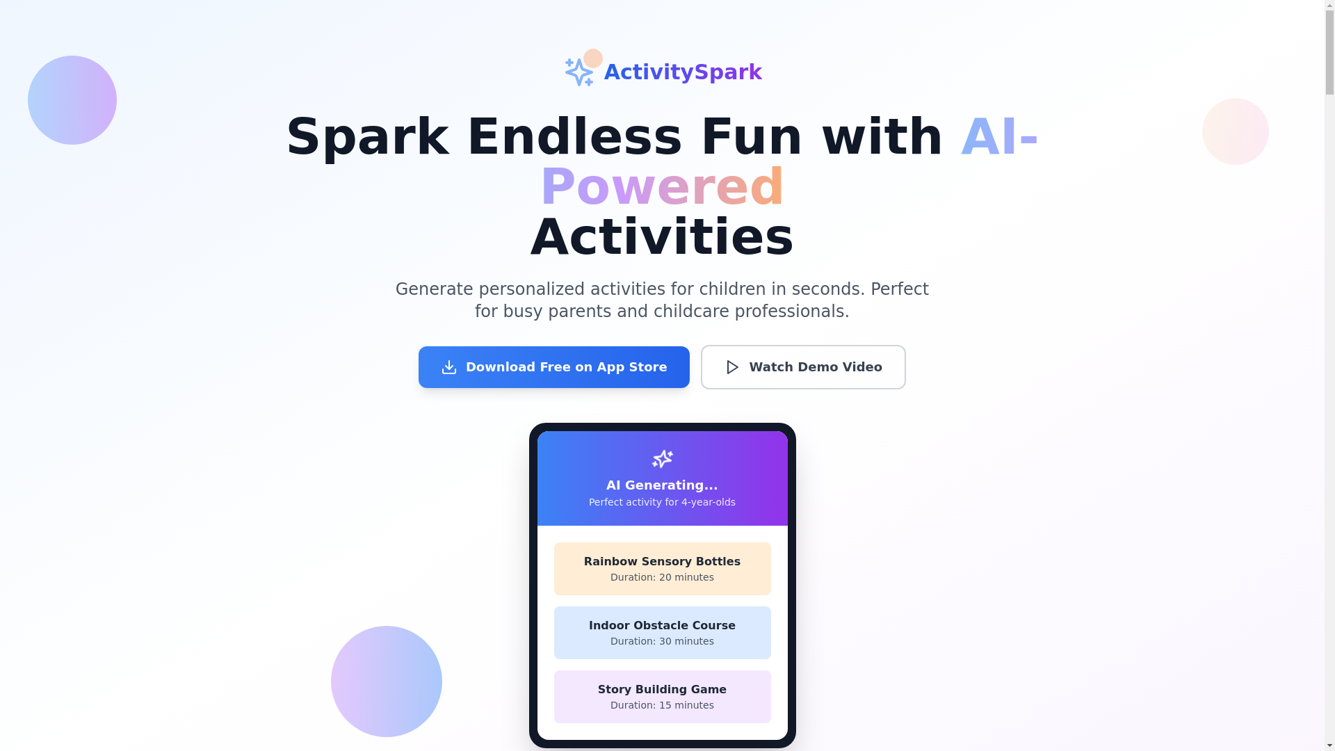 website screenshot of https://activityspark.co.uk/