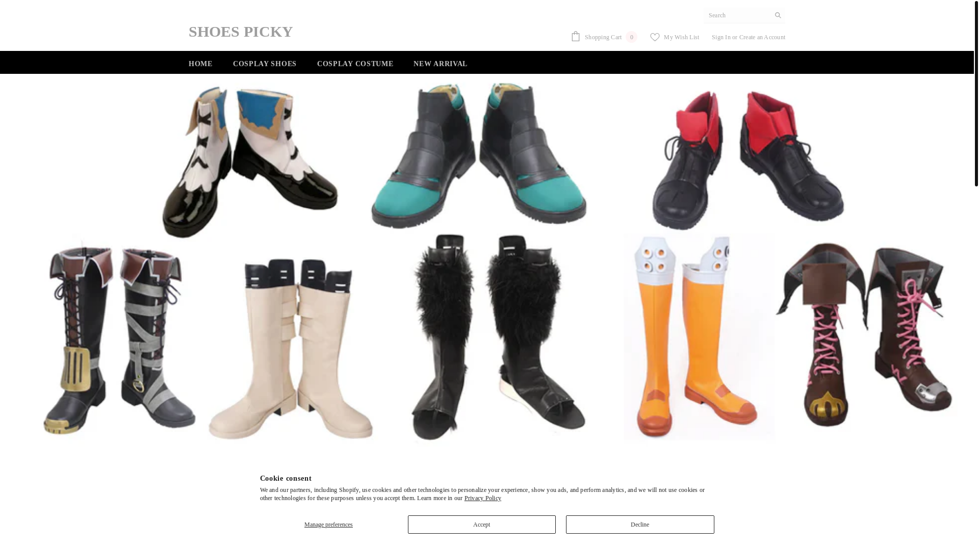 website screenshot of https://shoespicky.com/