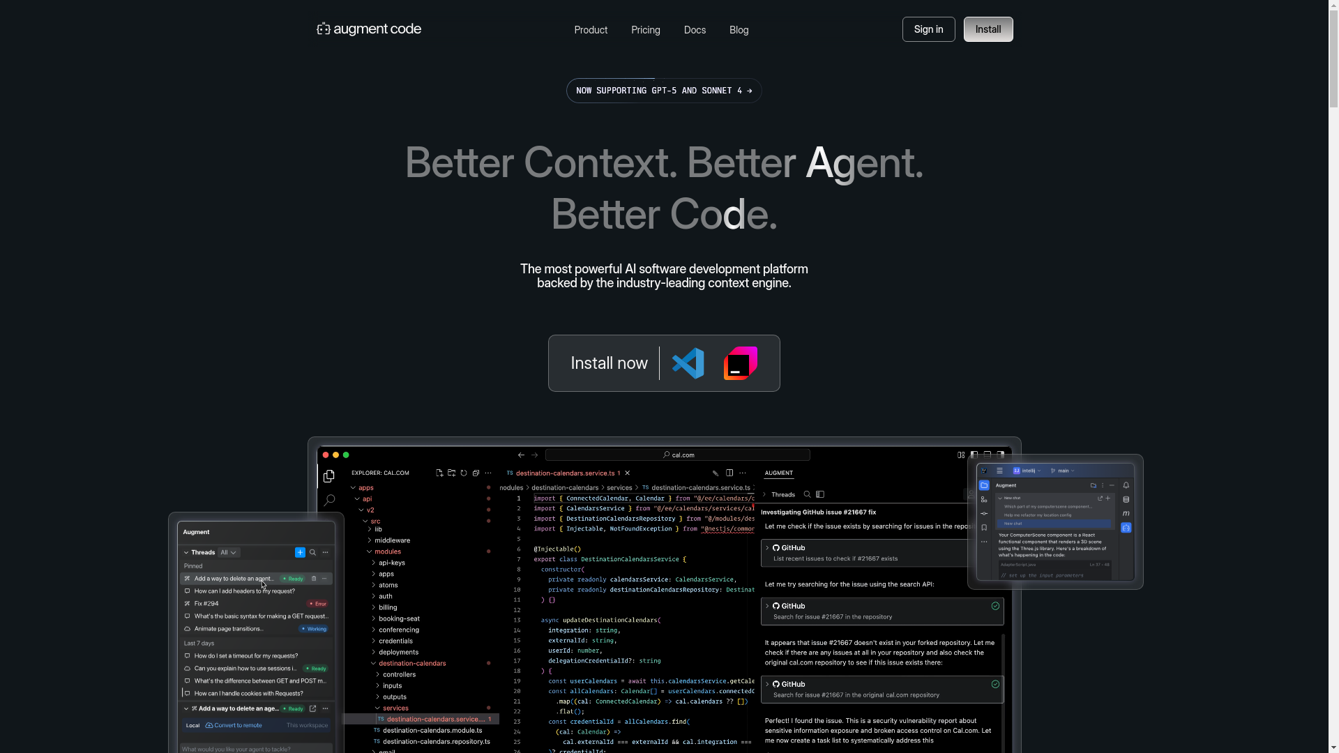 website screenshot of https://augmentcode.com