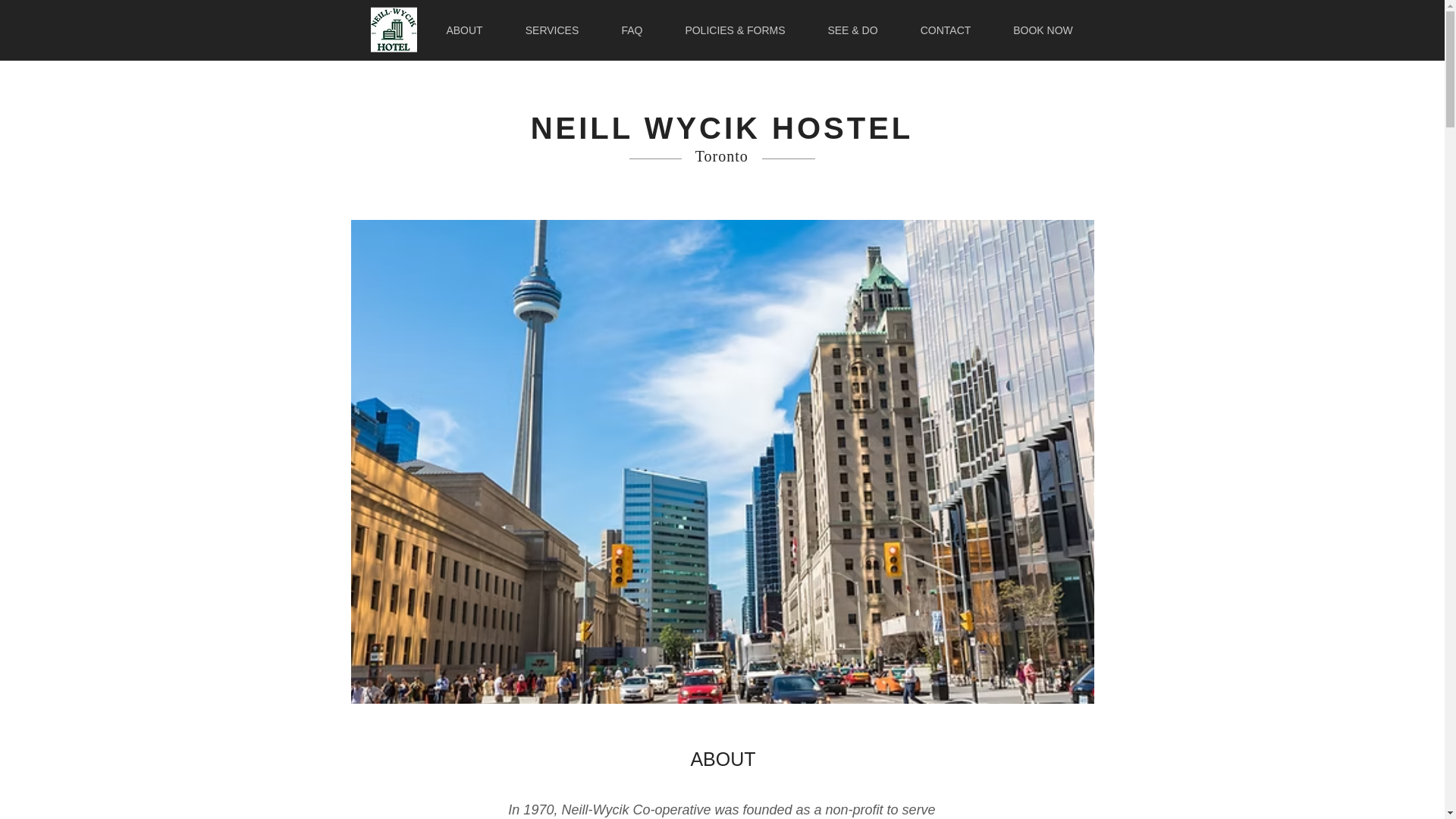 website screenshot of https://neillwycikhostel.ca/