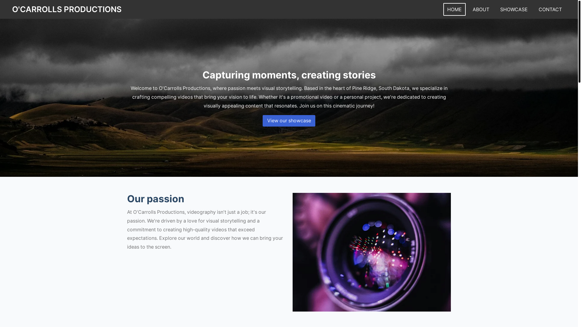 website screenshot of https://ocarrolls-productions.com/