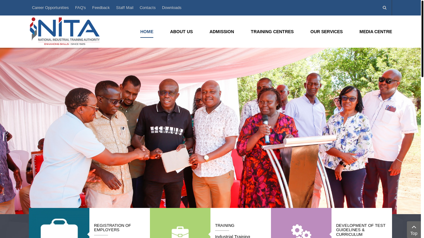 website screenshot of https://www.nita.go.ke/