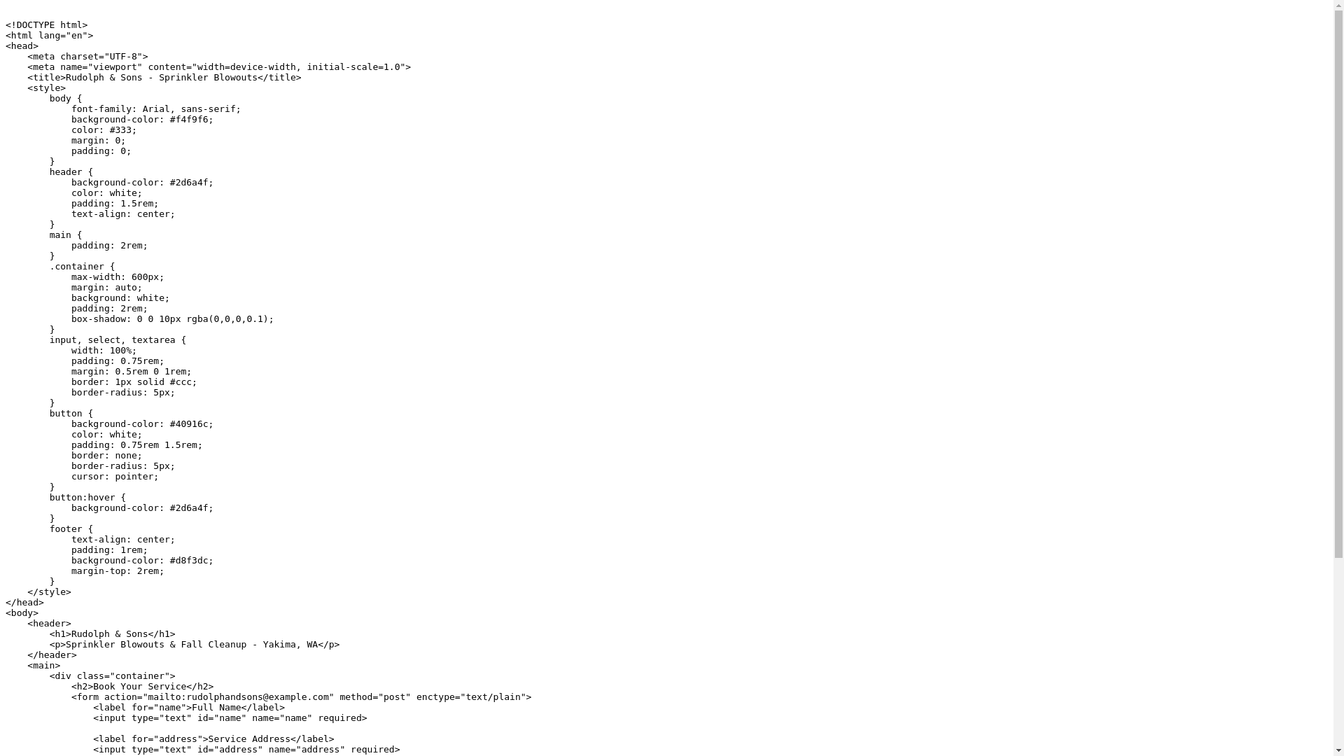 website screenshot of https://rudolphandsons.org/
