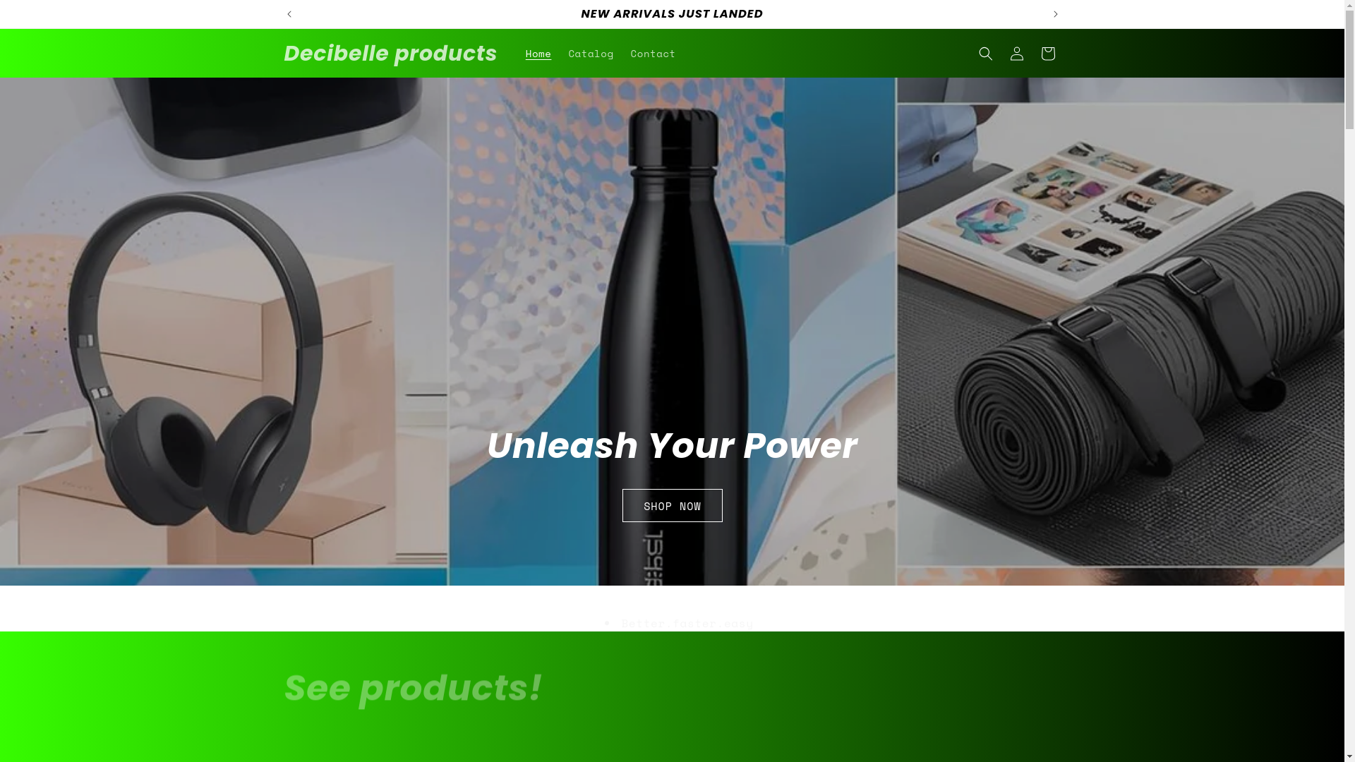 website screenshot of https://decibelleproducts.com/