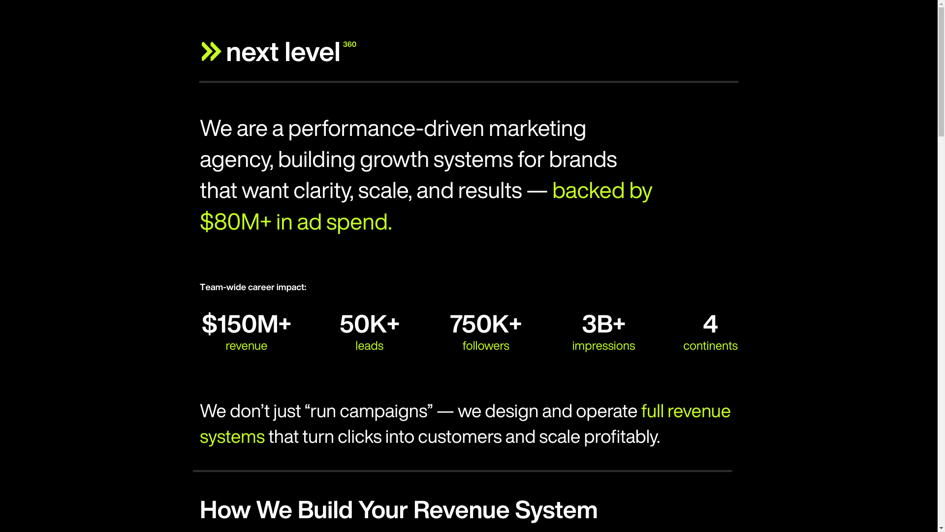 website screenshot of https://nextlevel360.ca/