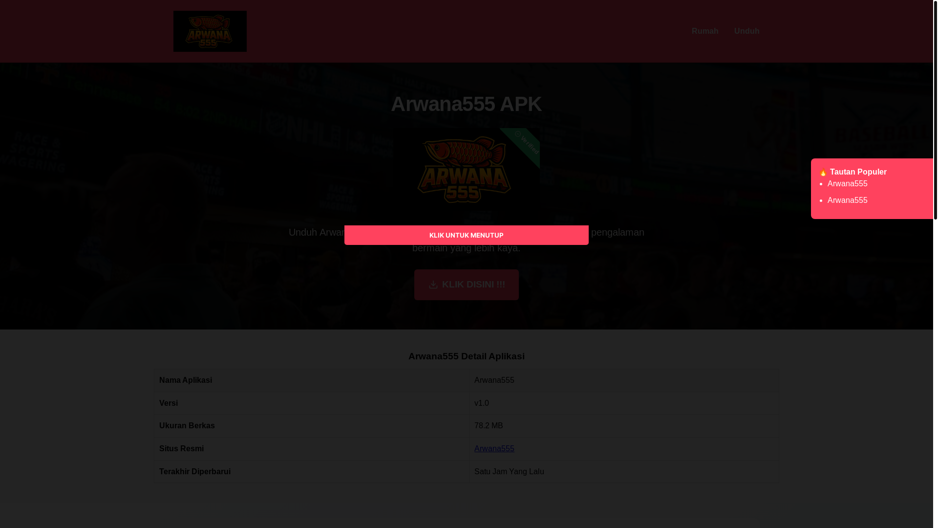 website screenshot of https://arwana555.app/