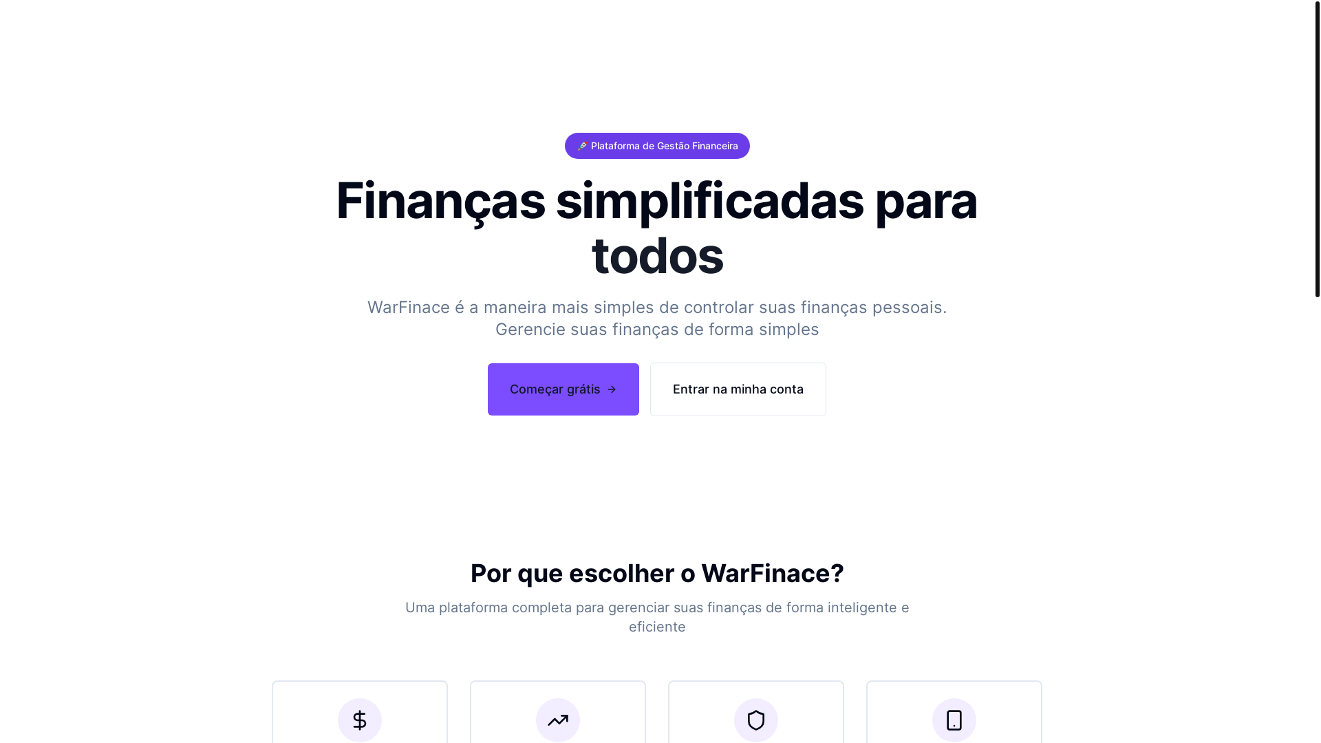website screenshot of https://warfinance.com.br/