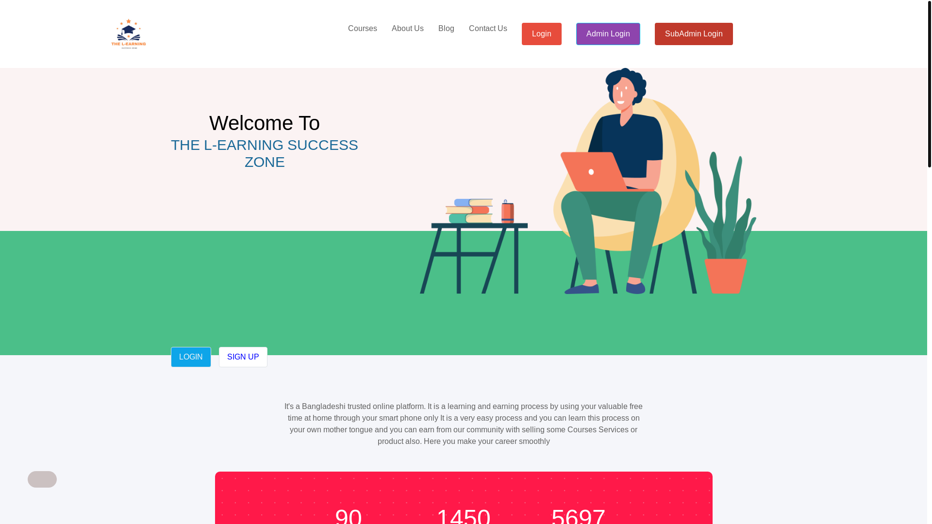 website screenshot of https://thelearningsuccesszone.com/