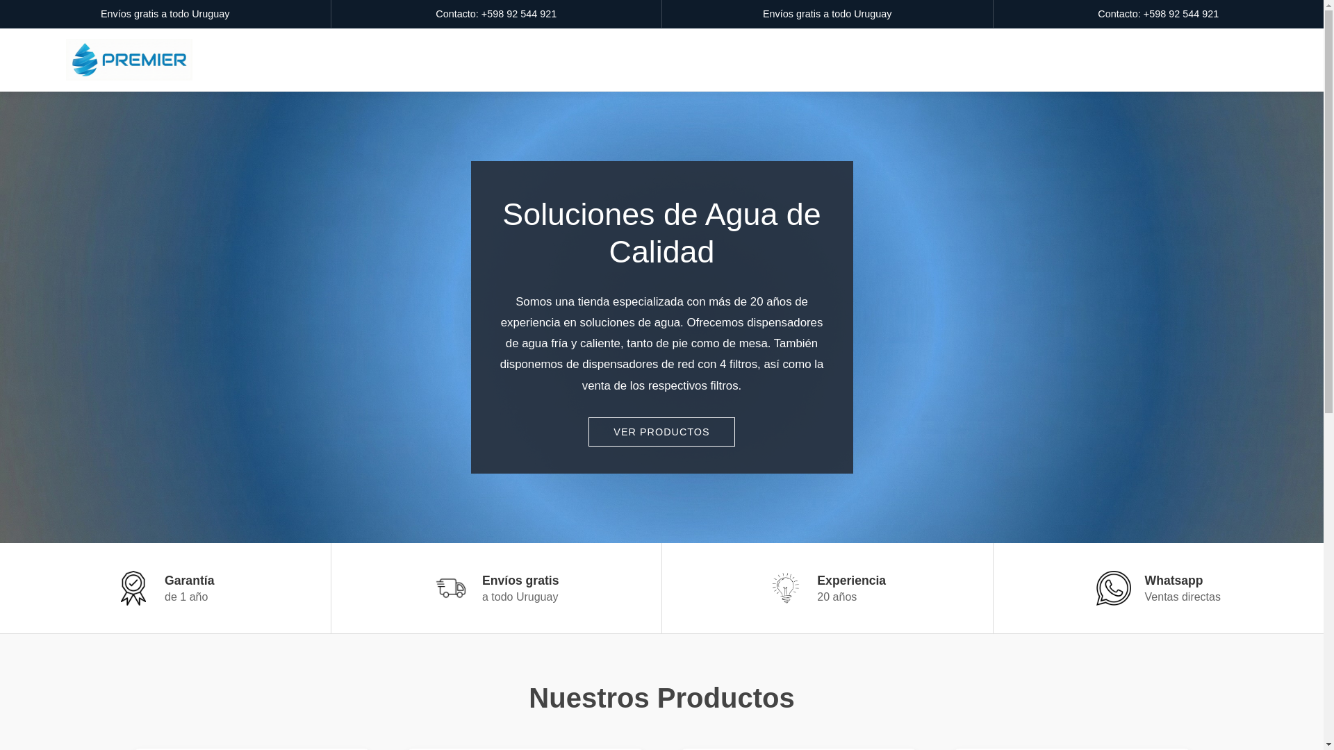 website screenshot of https://premieragua.com/