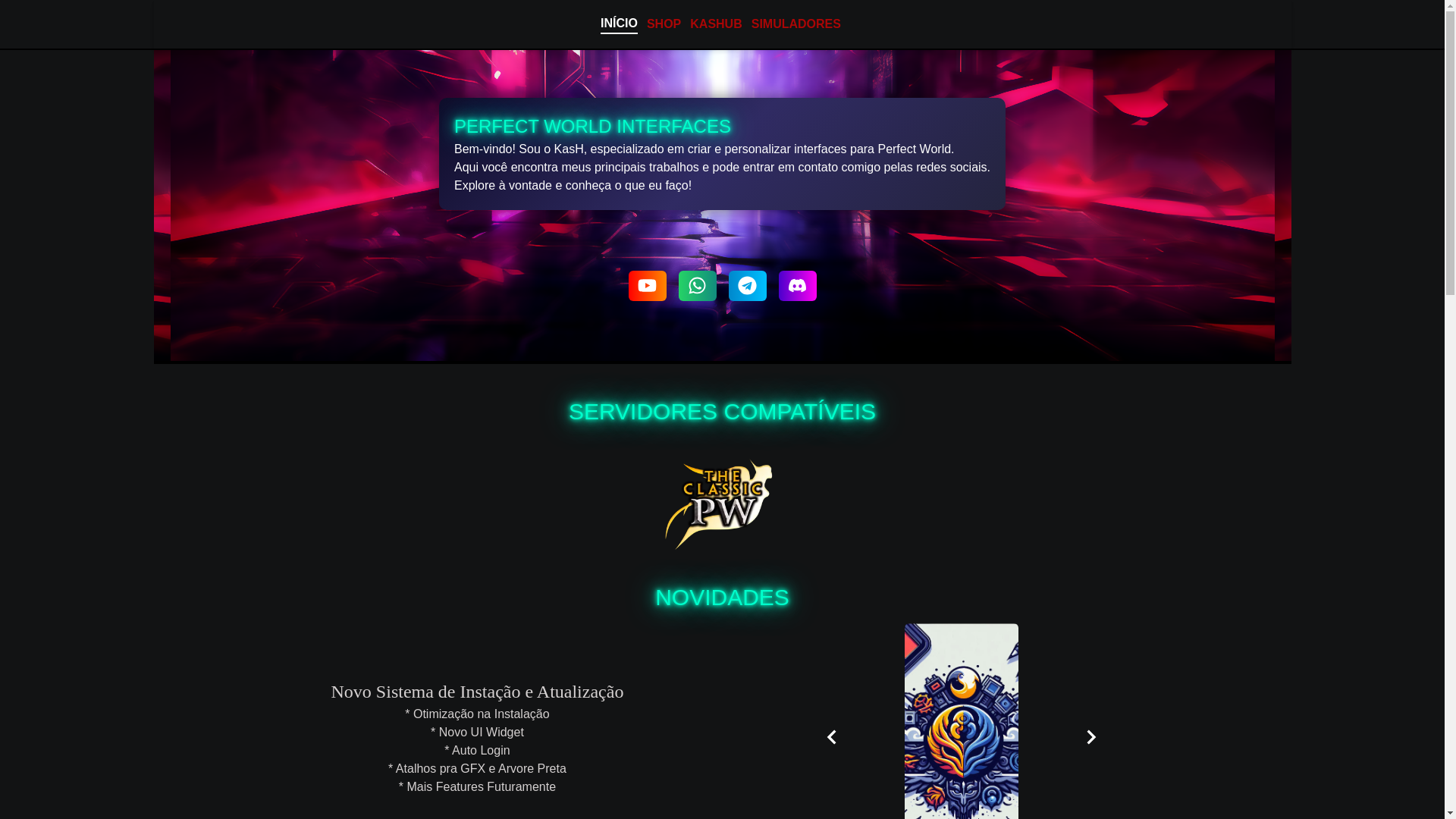 website screenshot of https://perfectworldinterfaces.com.br/