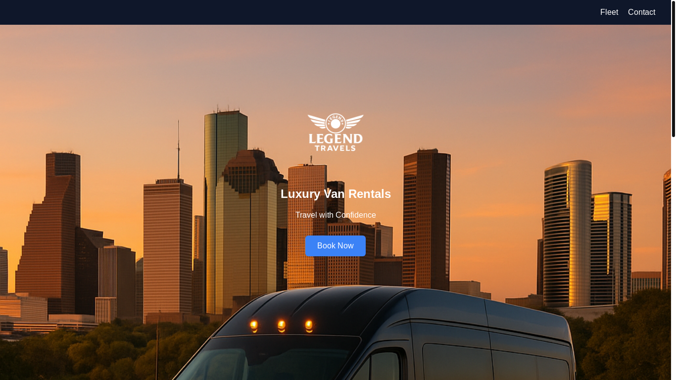 website screenshot of https://legendtravelshouston.com/
