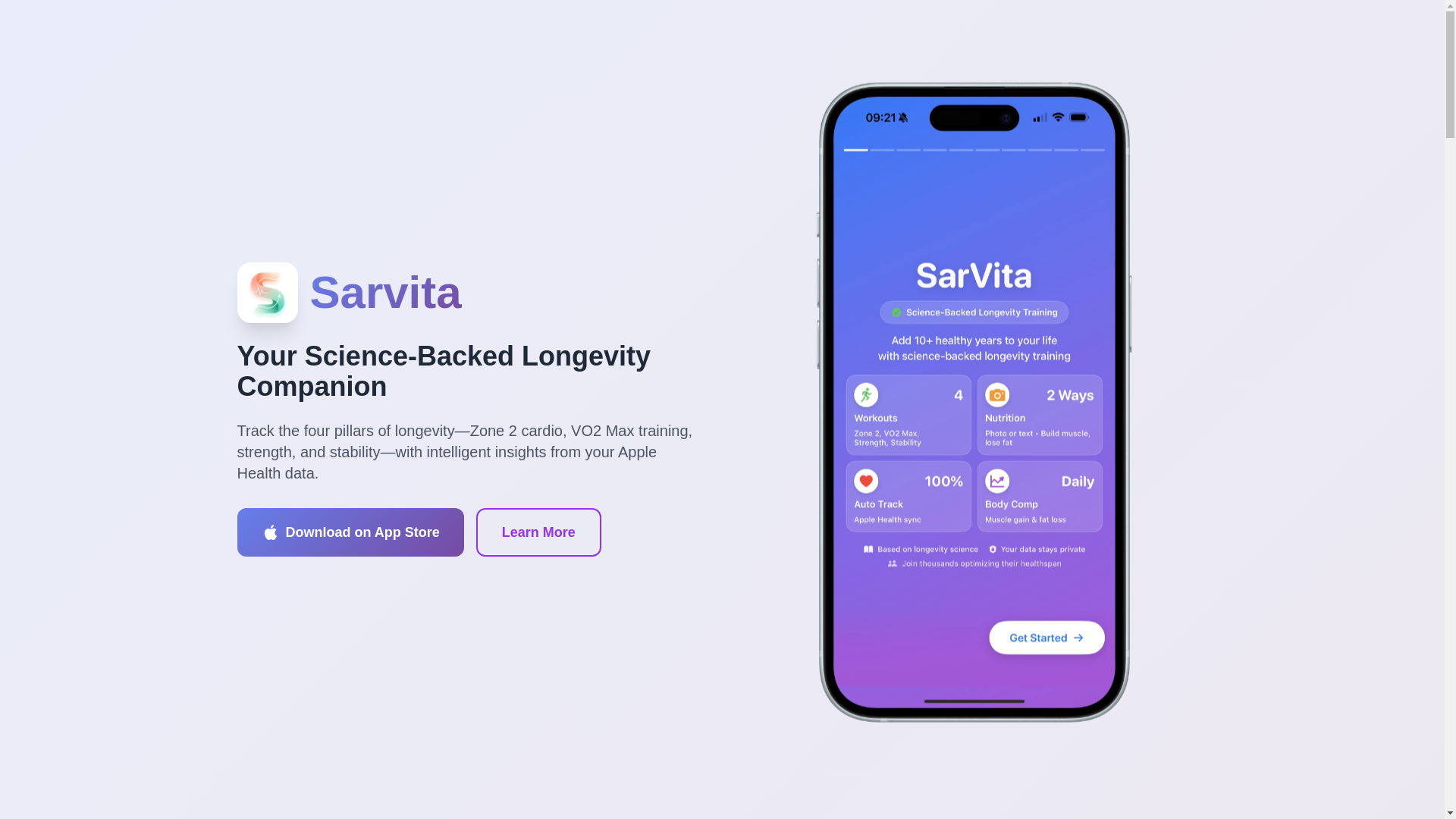 website screenshot of https://sarvita.app/