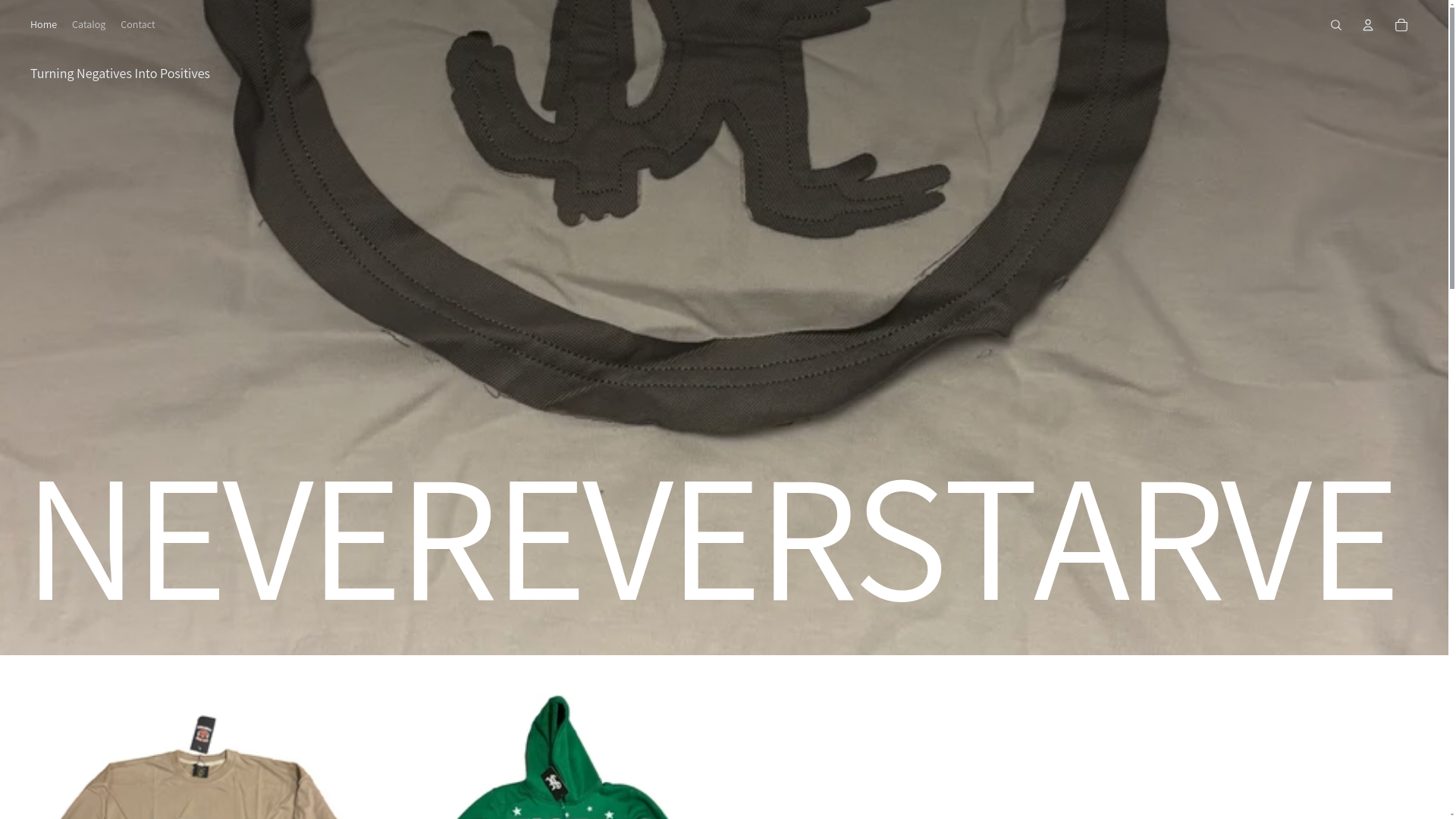 website screenshot of https://nevereverstarve.store/