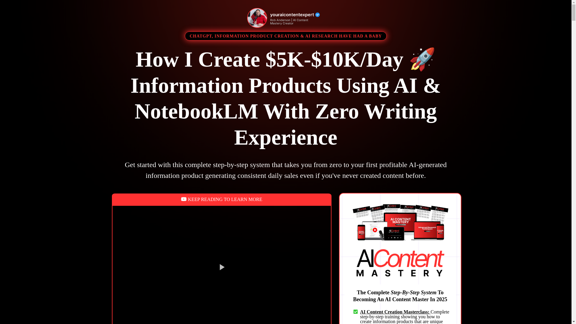website screenshot of https://aicontentmastery.pro/