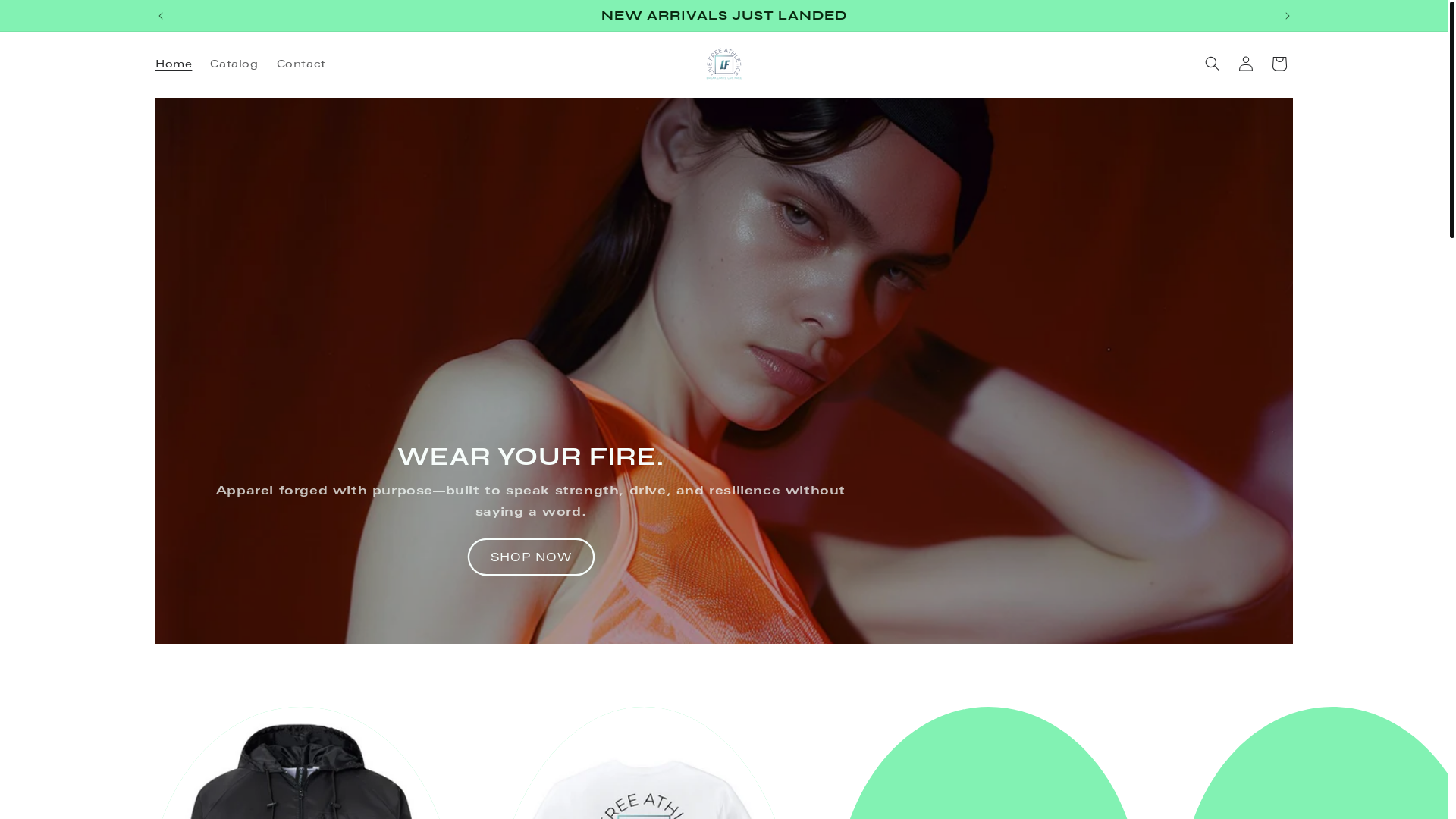 website screenshot of https://livefreeathletics.store/