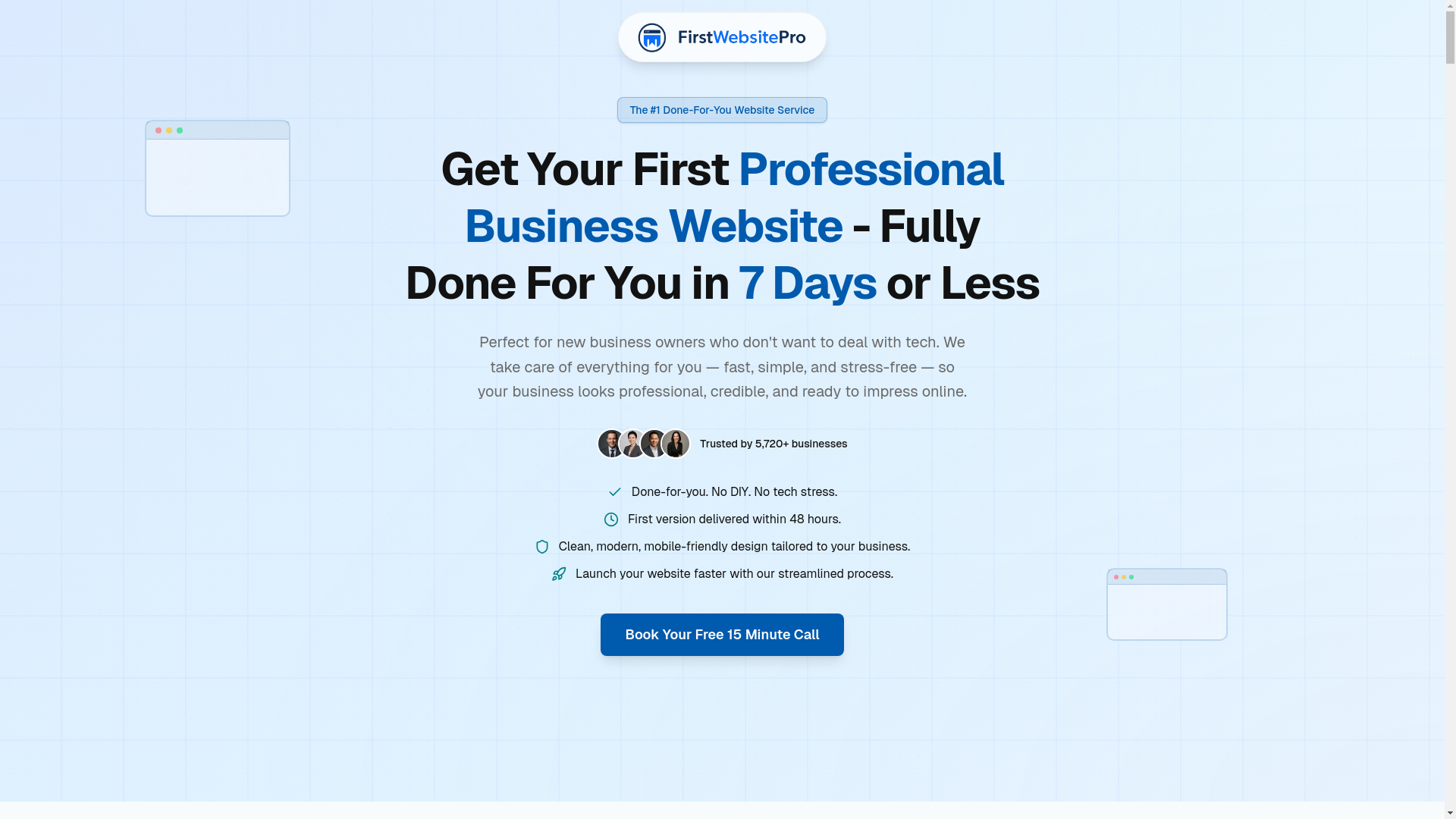 website screenshot of https://firstwebsitepro.com/
