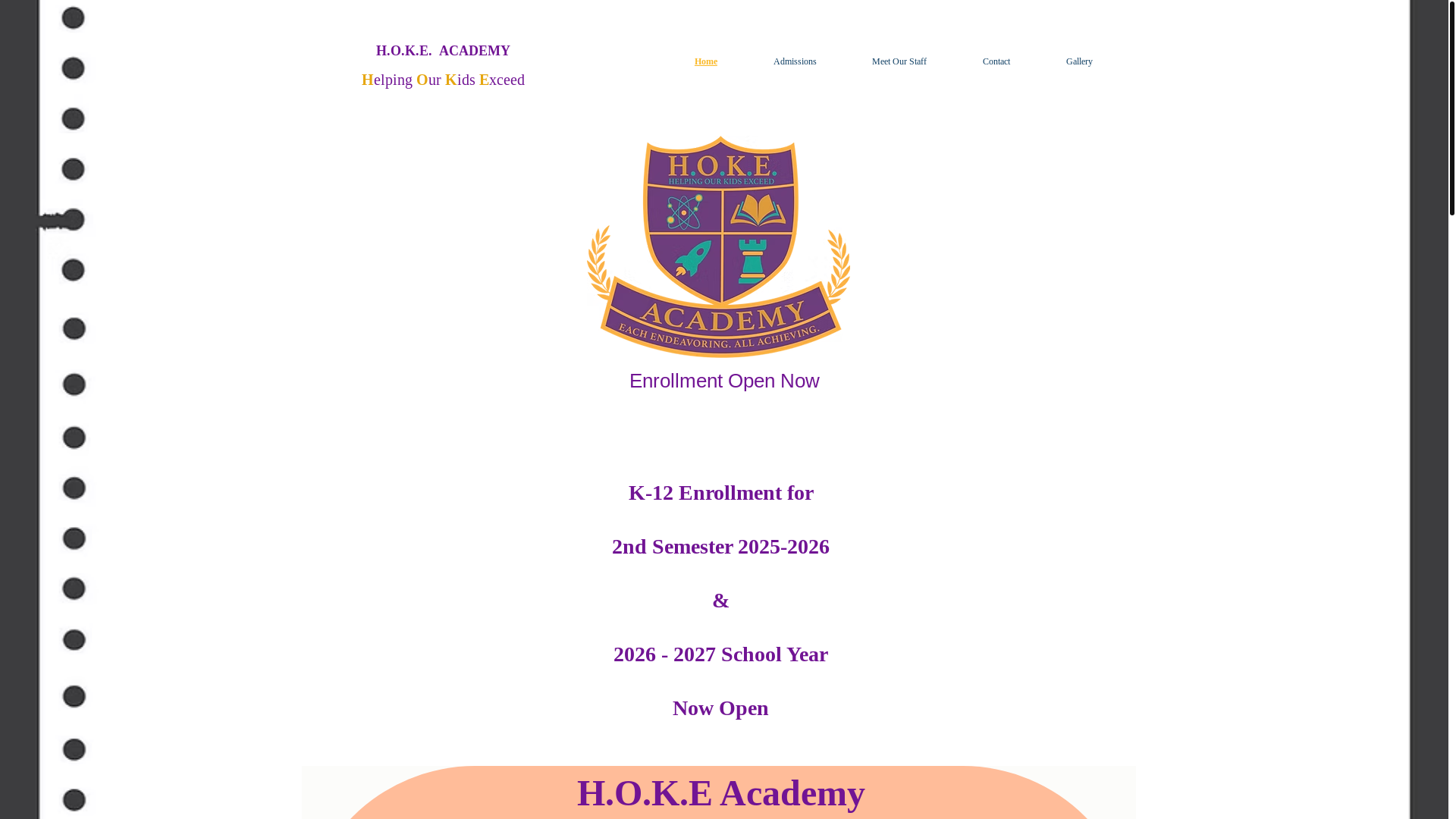 website screenshot of https://hokeacademync.org/