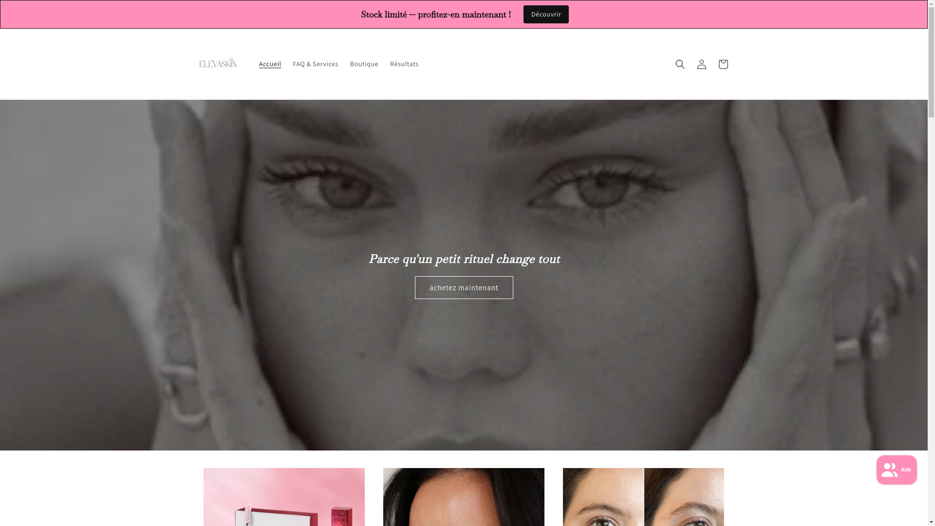 website screenshot of https://elevaskin.co/