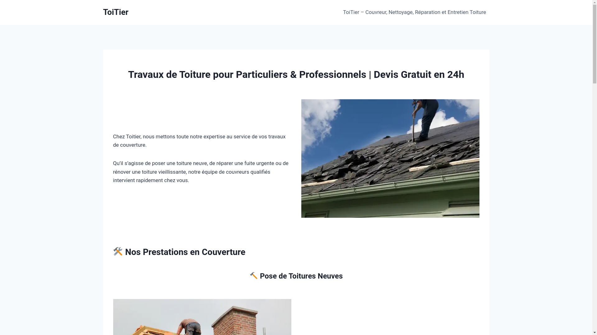 website screenshot of https://couvreurroubaix.fr/