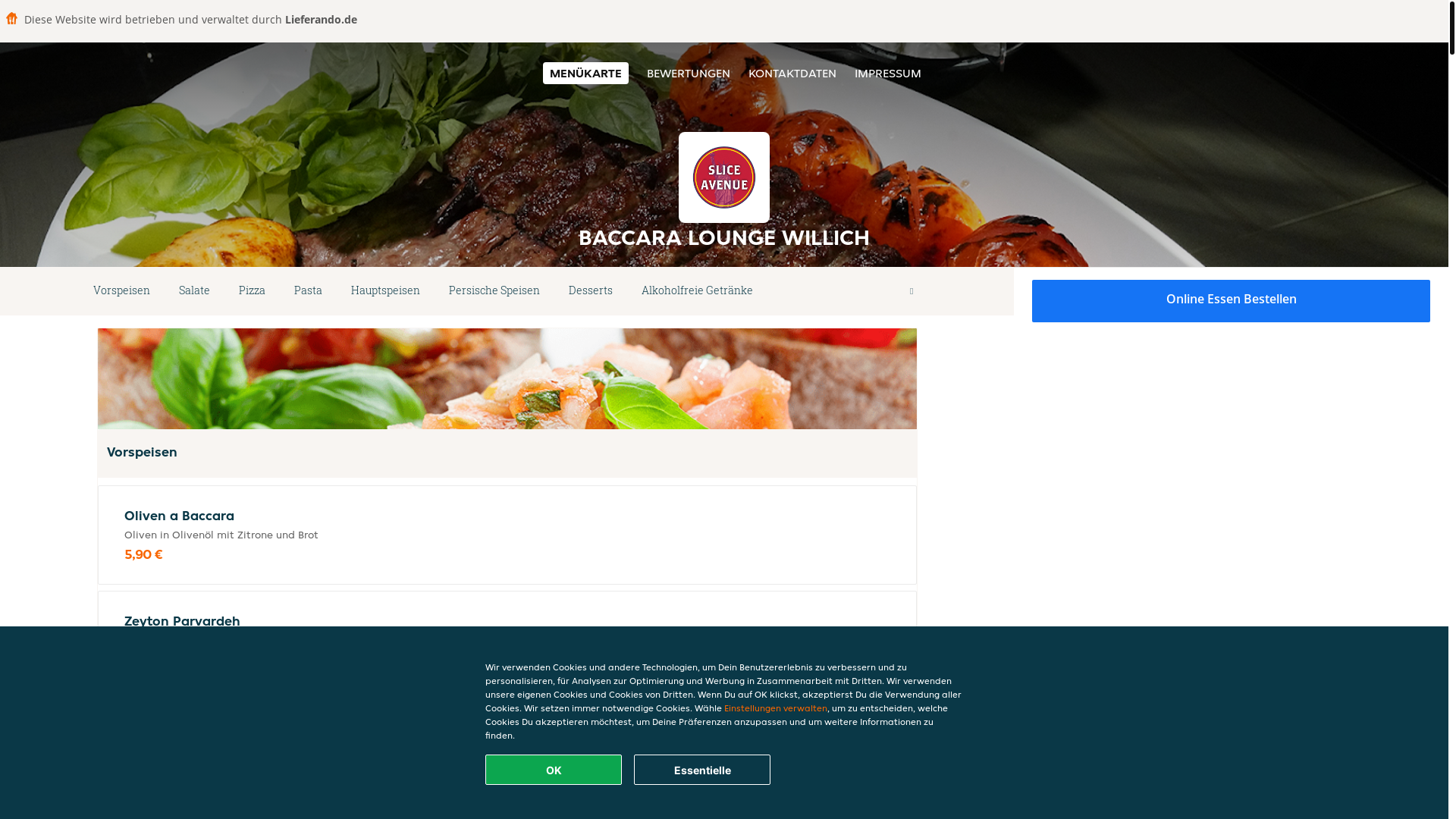 website screenshot of https://baccaralounge-willich.de/