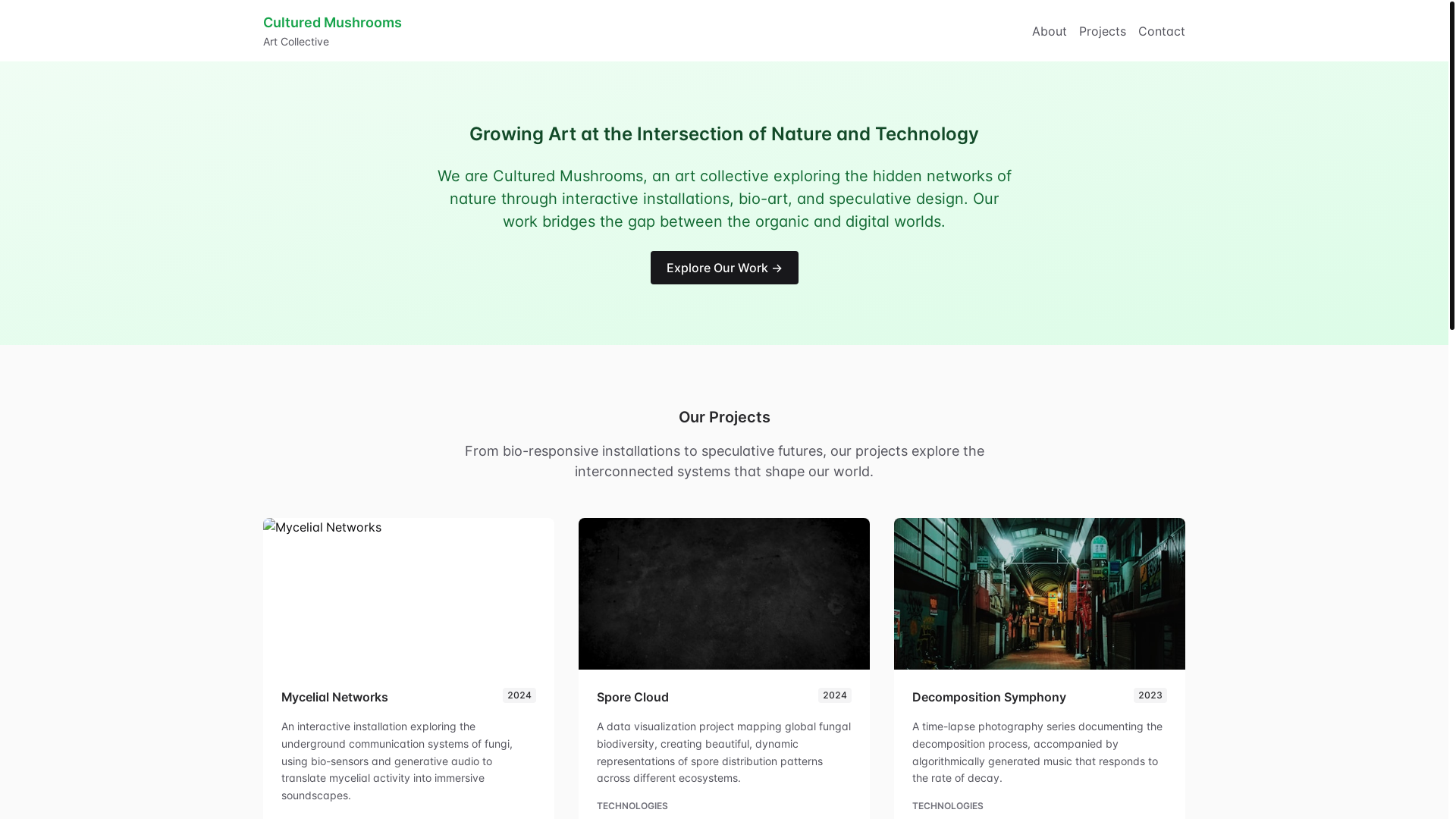 website screenshot of https://culturedmushrooms.com/