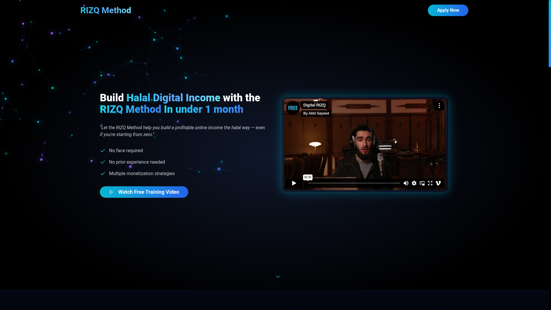 website screenshot of https://rizq-glow-launch.pages.dev/