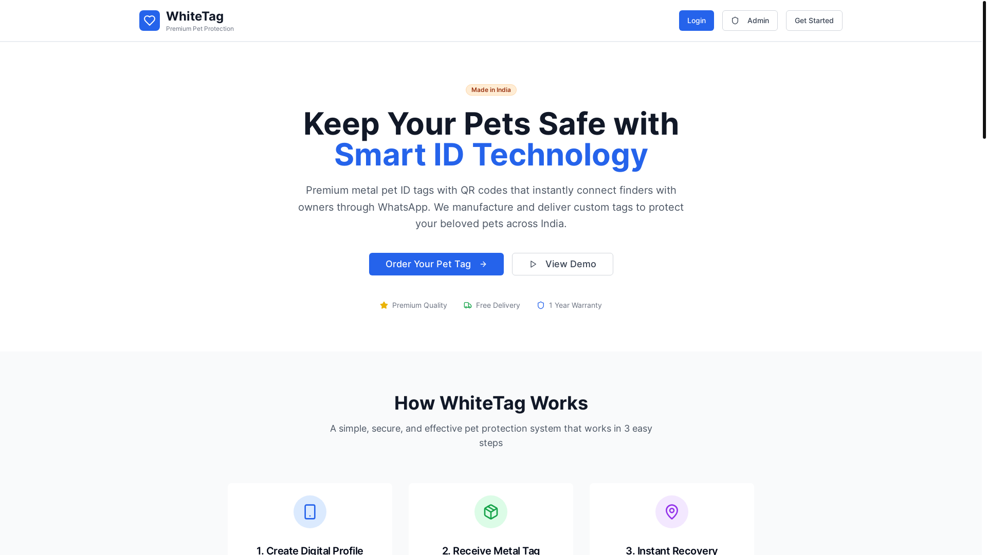 website screenshot of https://white-tag-pet-connect-main.pages.dev/