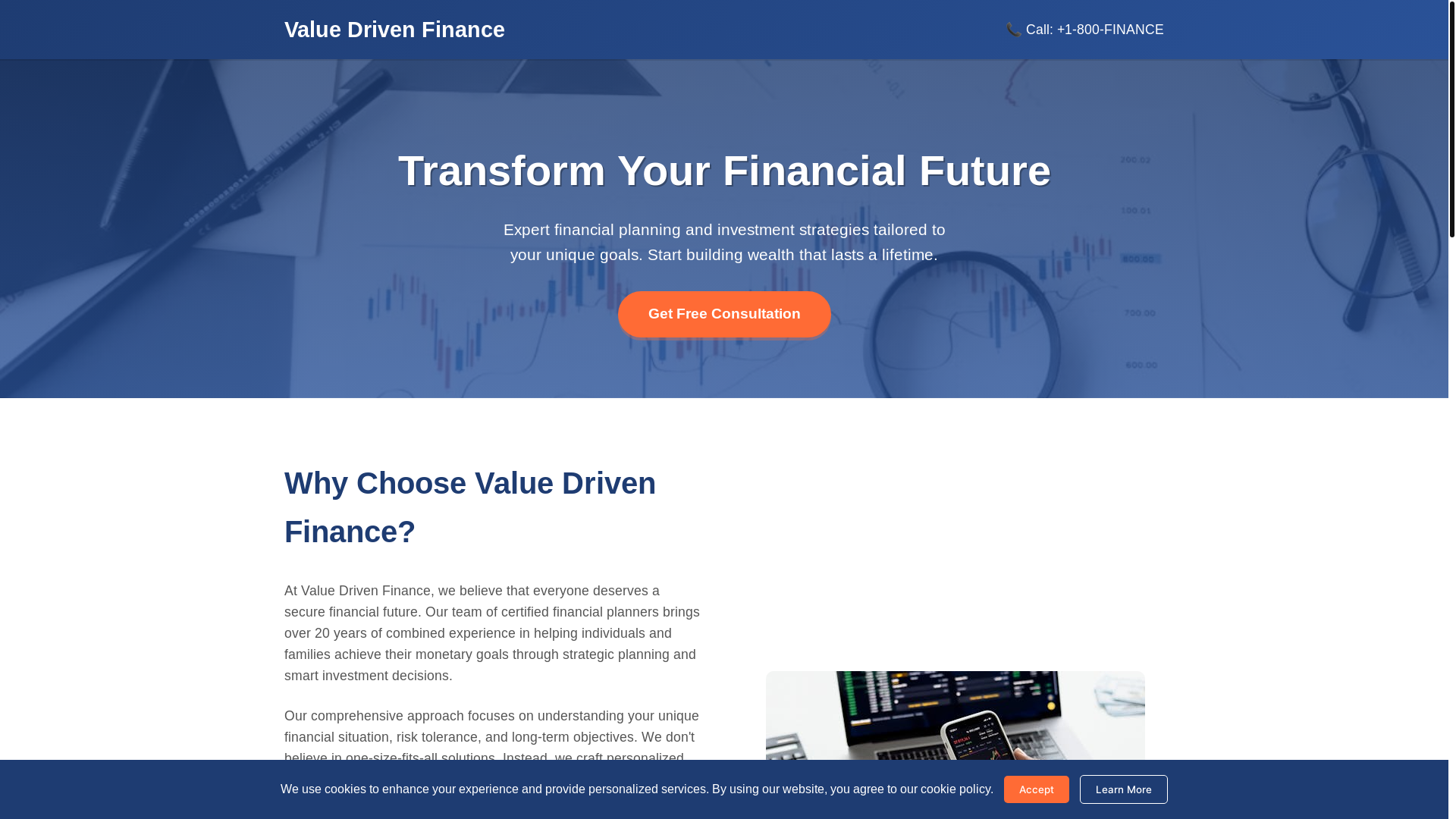 website screenshot of https://valuedrivenfinance.xyz/