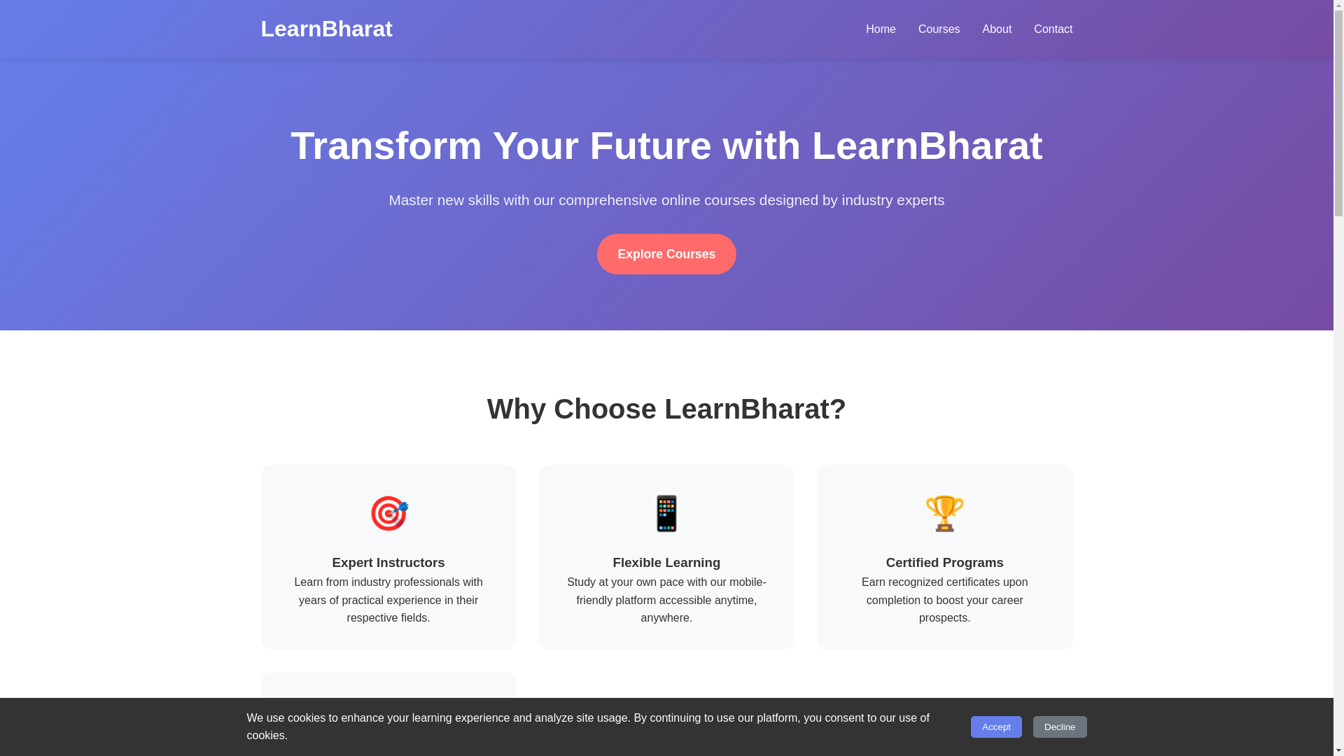 website screenshot of https://learnbharat.uk/