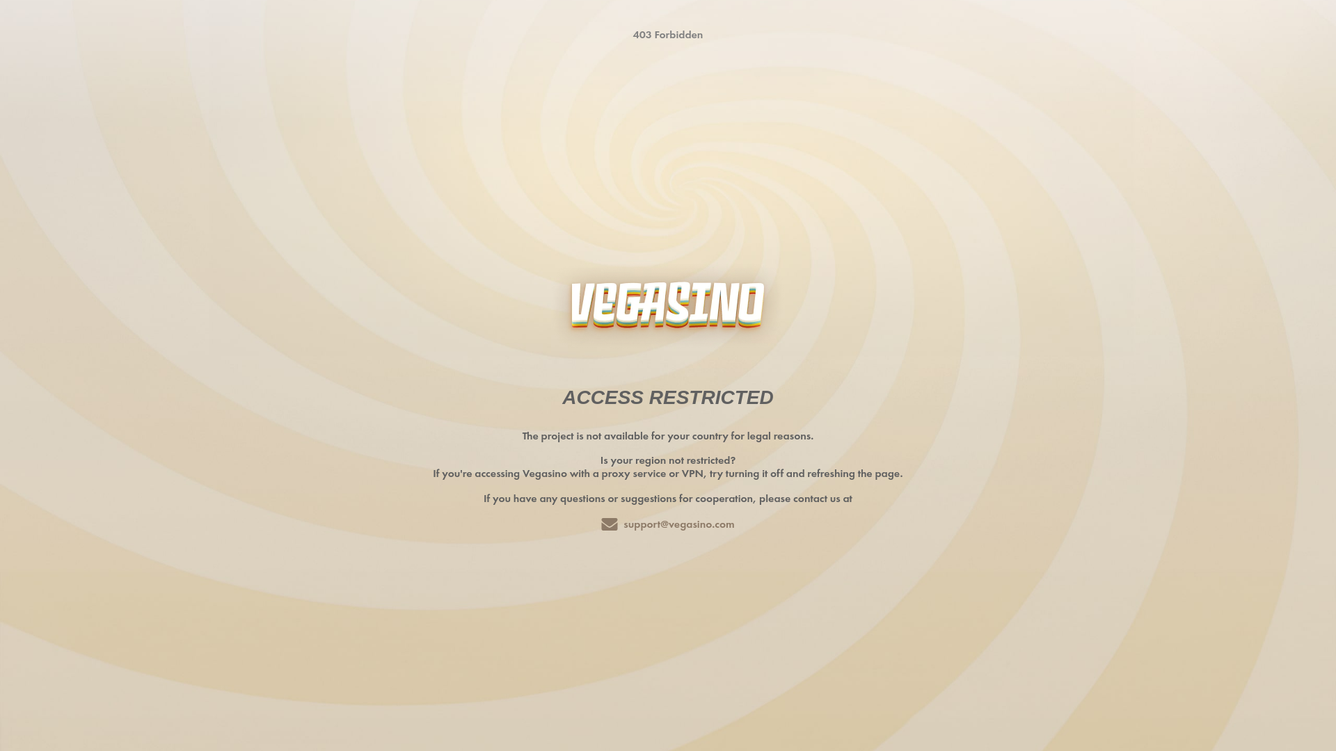 website screenshot of https://vegasino-7356.com/
