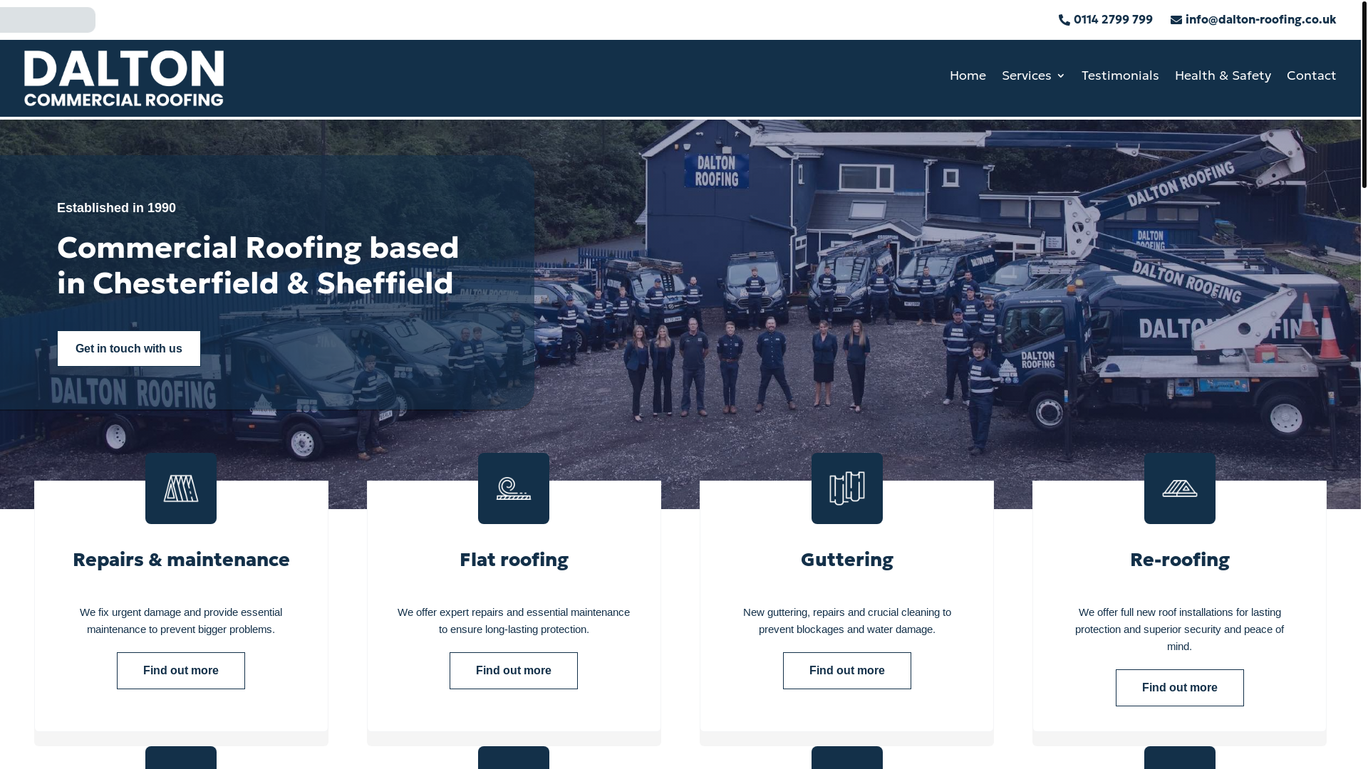 website screenshot of https://daltoncommercialroofing.co.uk/
