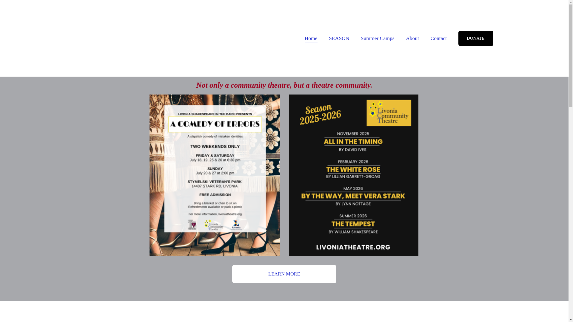 website screenshot of https://livoniatheatre.com/