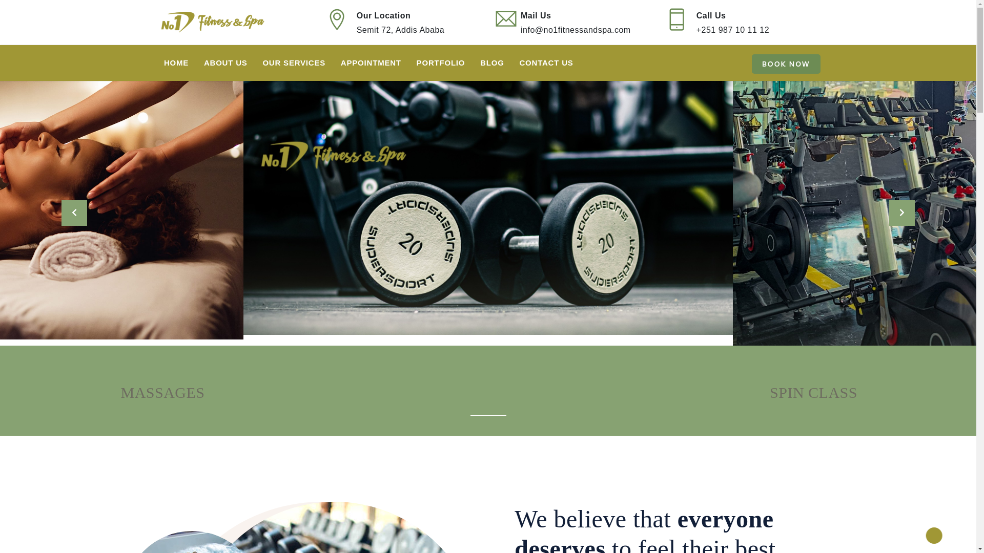 website screenshot of https://no1fitnessandspa.et/