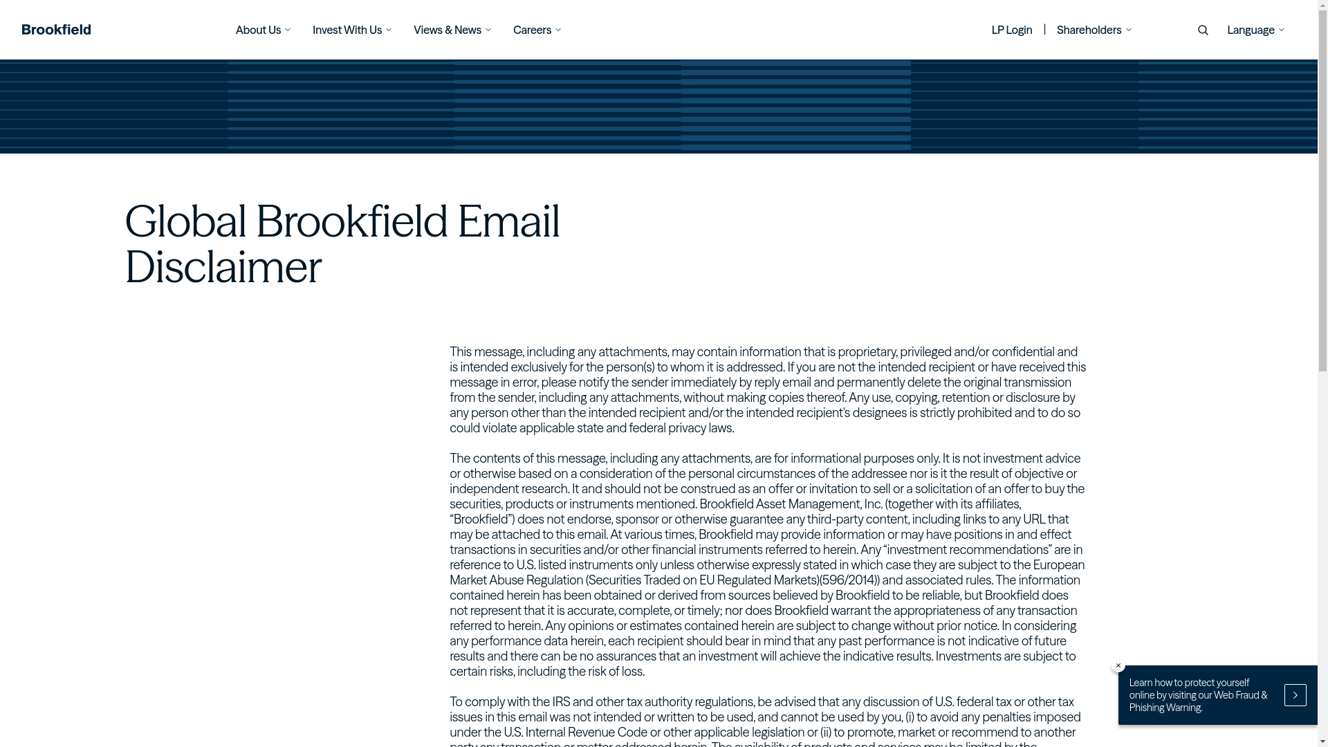website screenshot of https://www.brookfield.com/Global-Brookfield-Email-Disclaimer