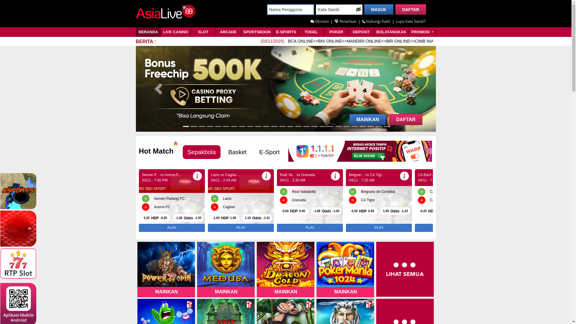 website screenshot of https://asialive88boss.org/