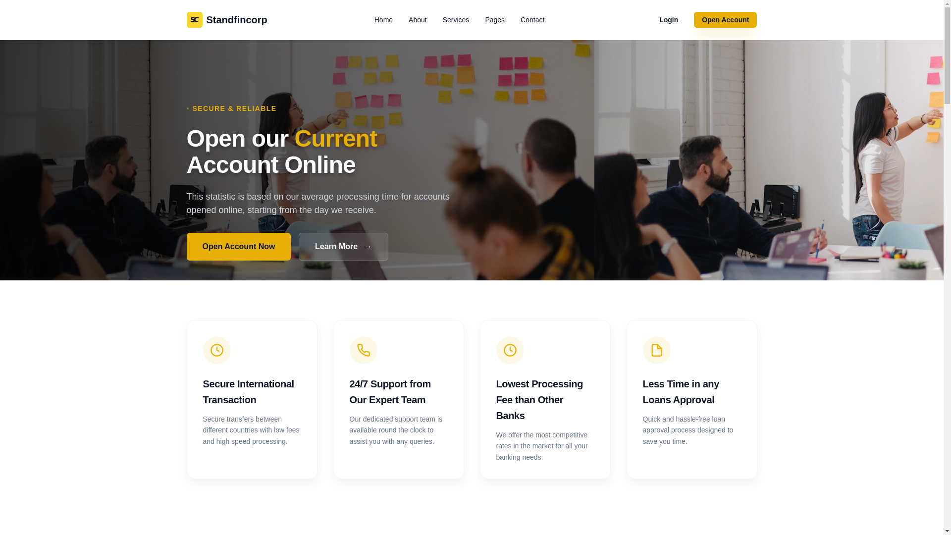 website screenshot of https://standfincorp.com/