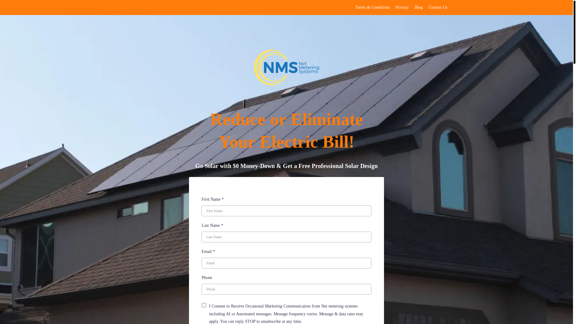 website screenshot of https://netmeteringsystemssolar.com/