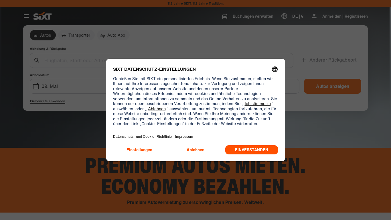 website screenshot of https://click.e.sixt.com/?qs=18fcb65af2c6087b0e6941da585614ee5285c101efb7f81ffea9a3d721ddfe7831677d3a61e9ff0b9b3ad071dd4e00f873aeabae685d622802c52a14d1059f9c