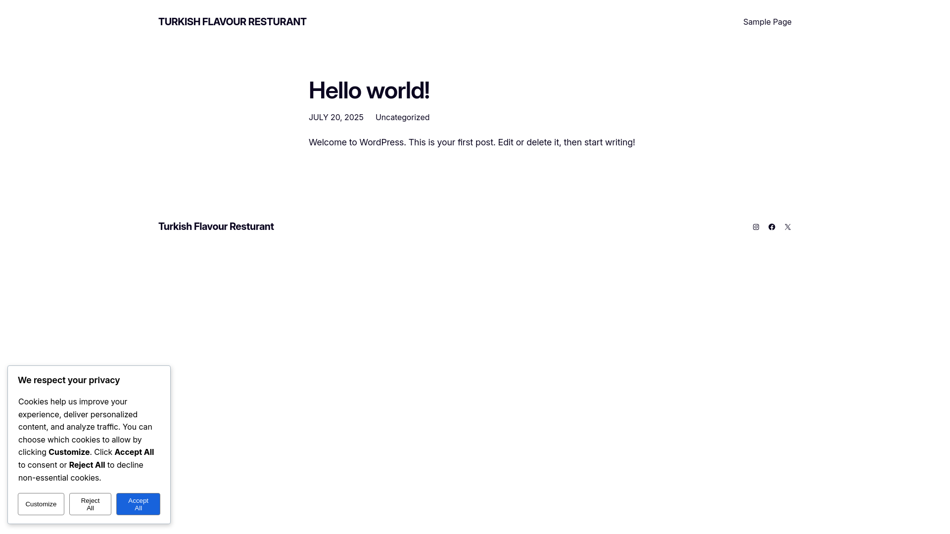 website screenshot of https://turkishflavour.restaurant/