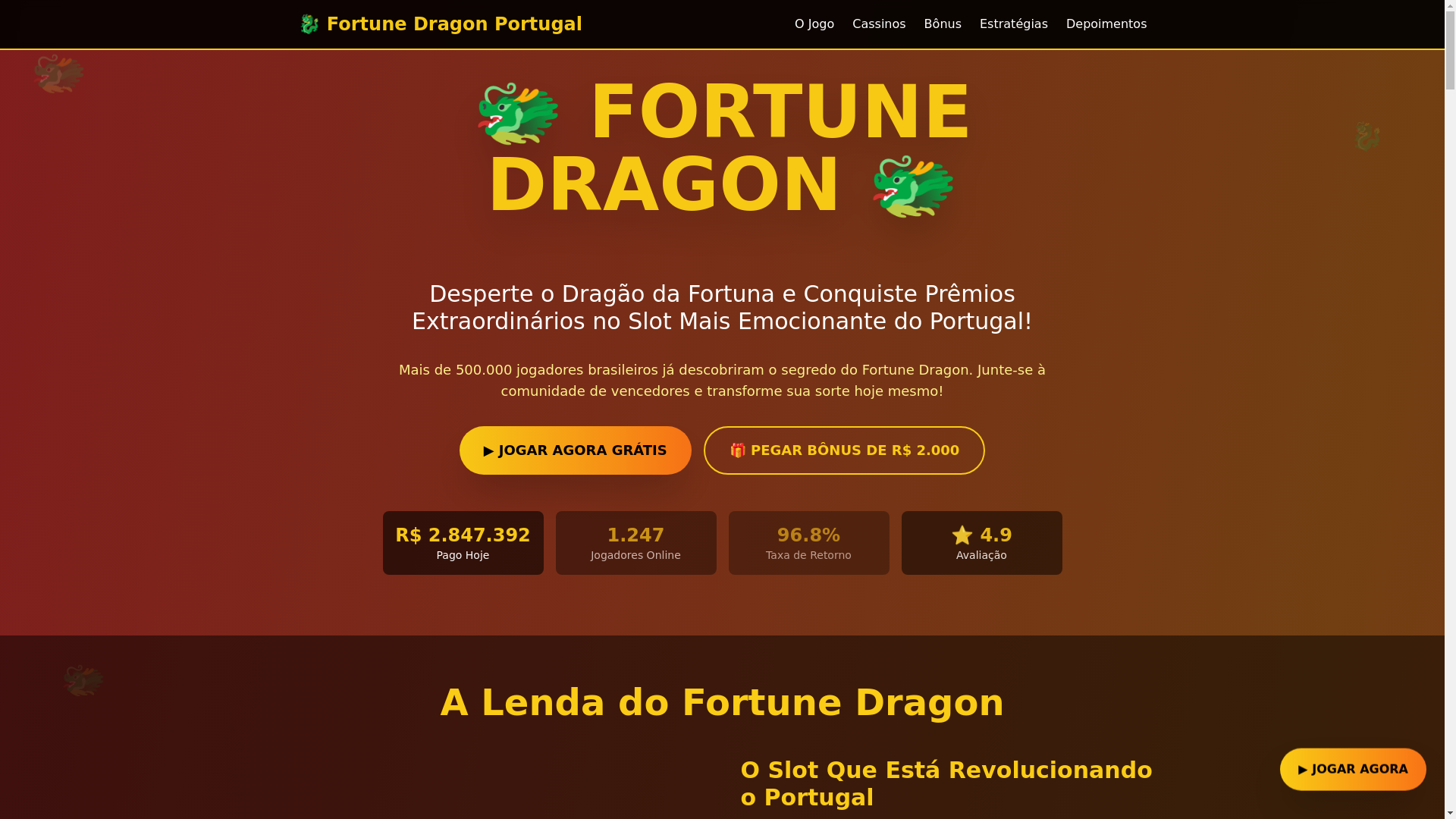 website screenshot of https://fortunedragonplaypt.com/
