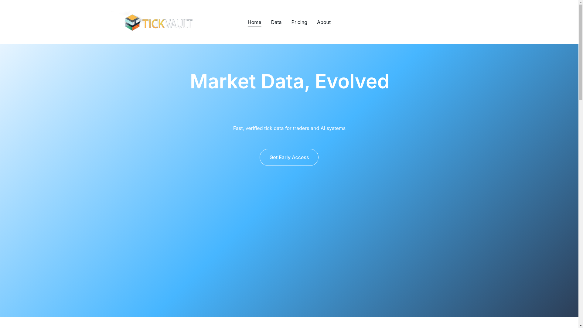 website screenshot of https://tickvault.io/