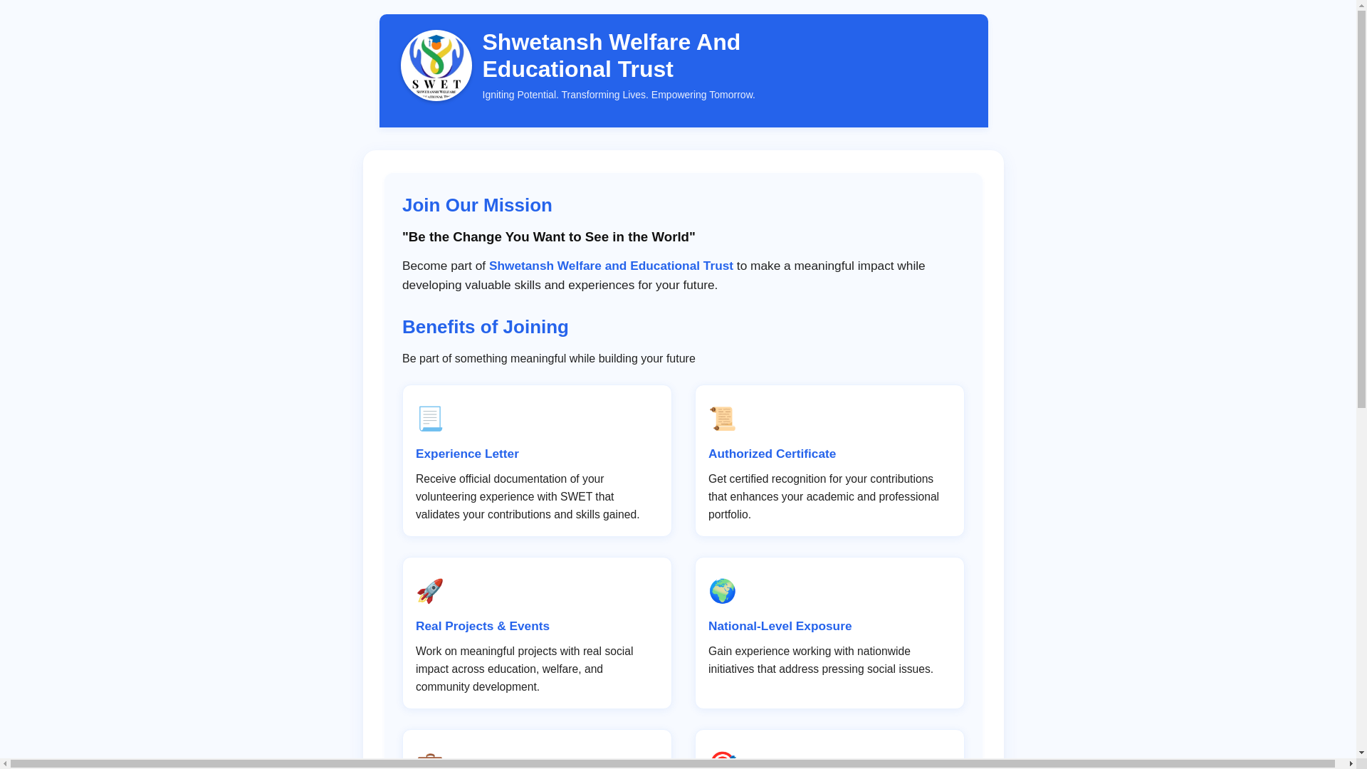 website screenshot of https://shwetanshwelfare.org/