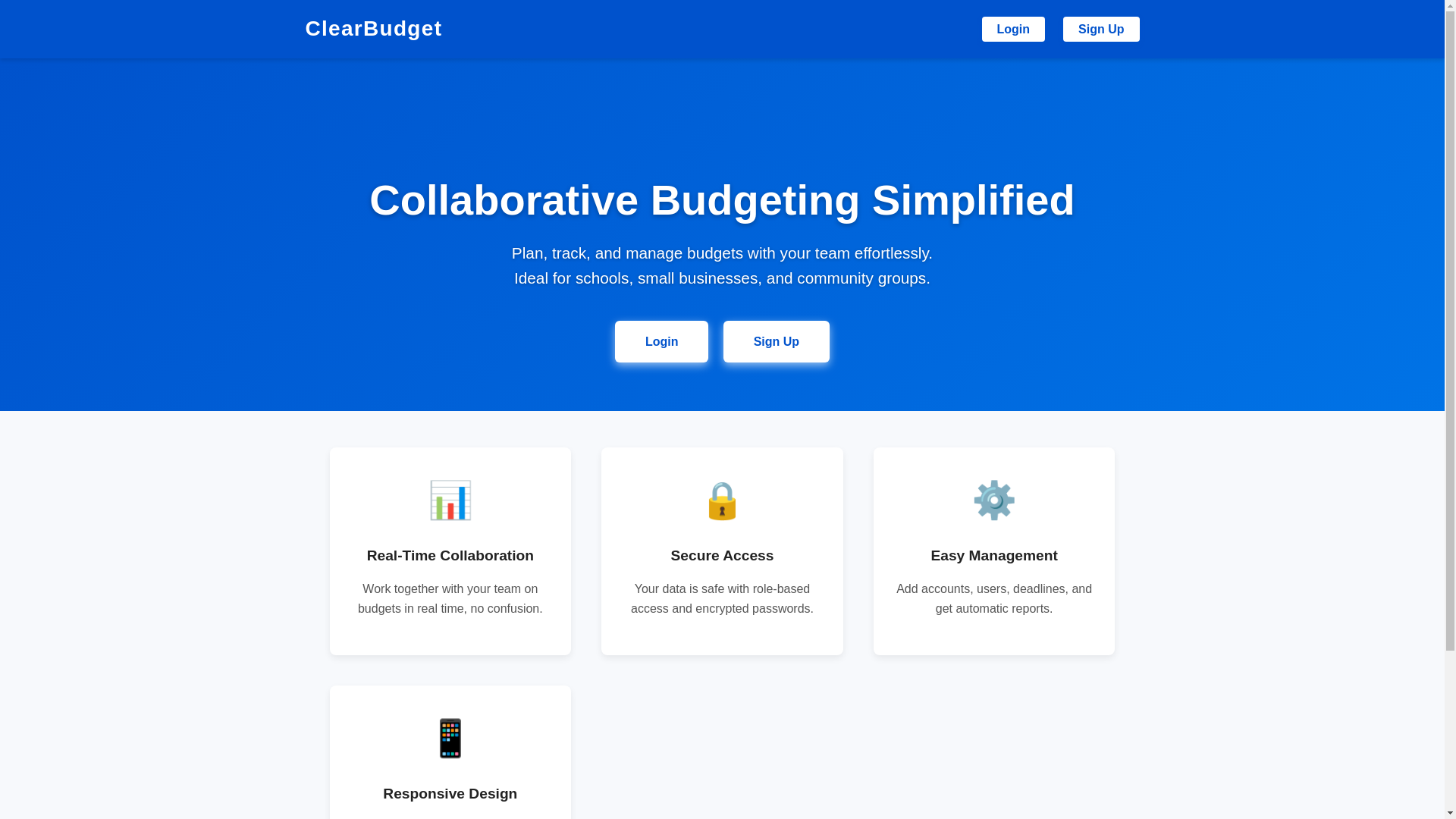 website screenshot of https://clearbudget.co.za/