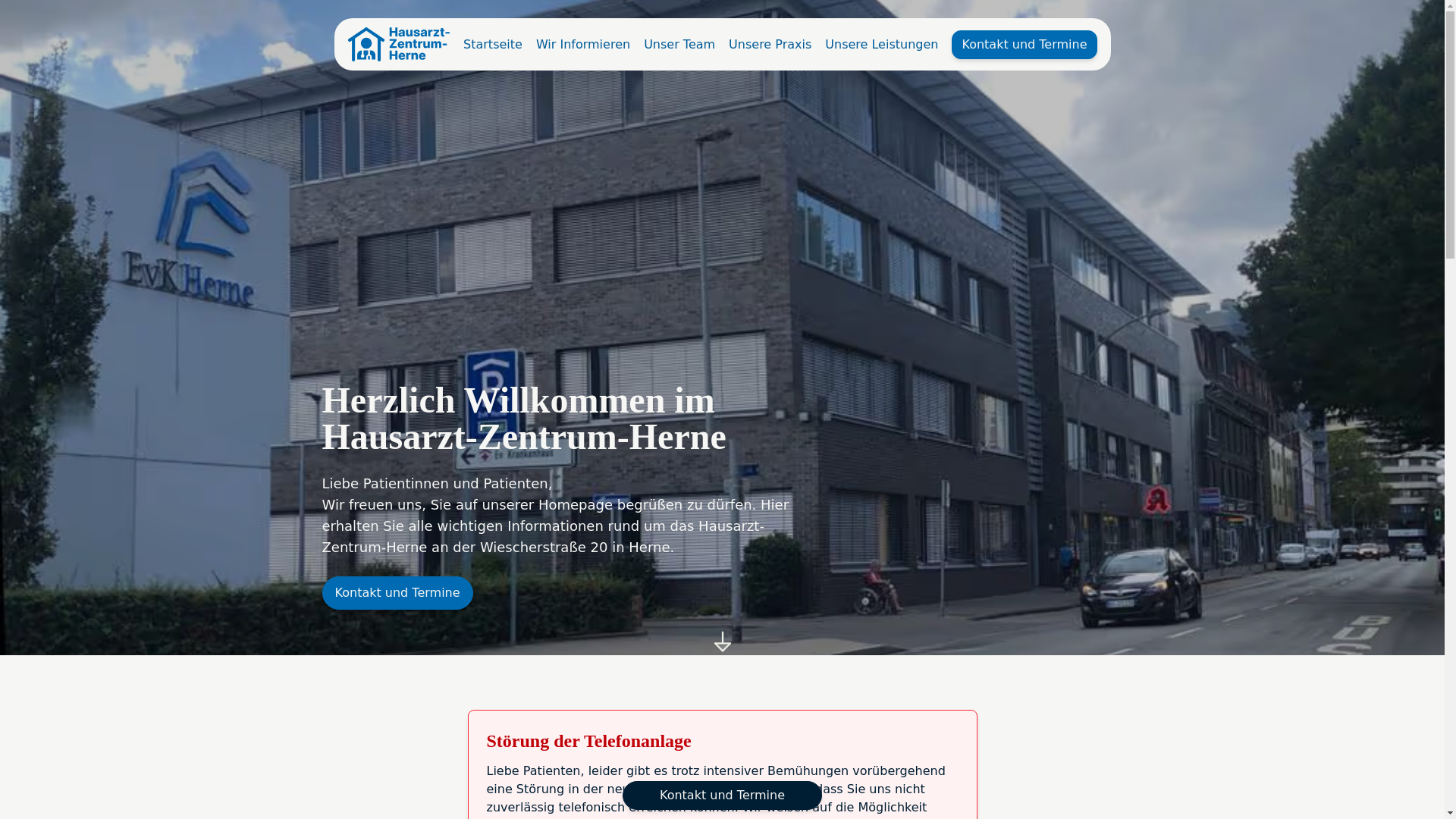 website screenshot of https://www.hausarzt-zentrum-herne.de/